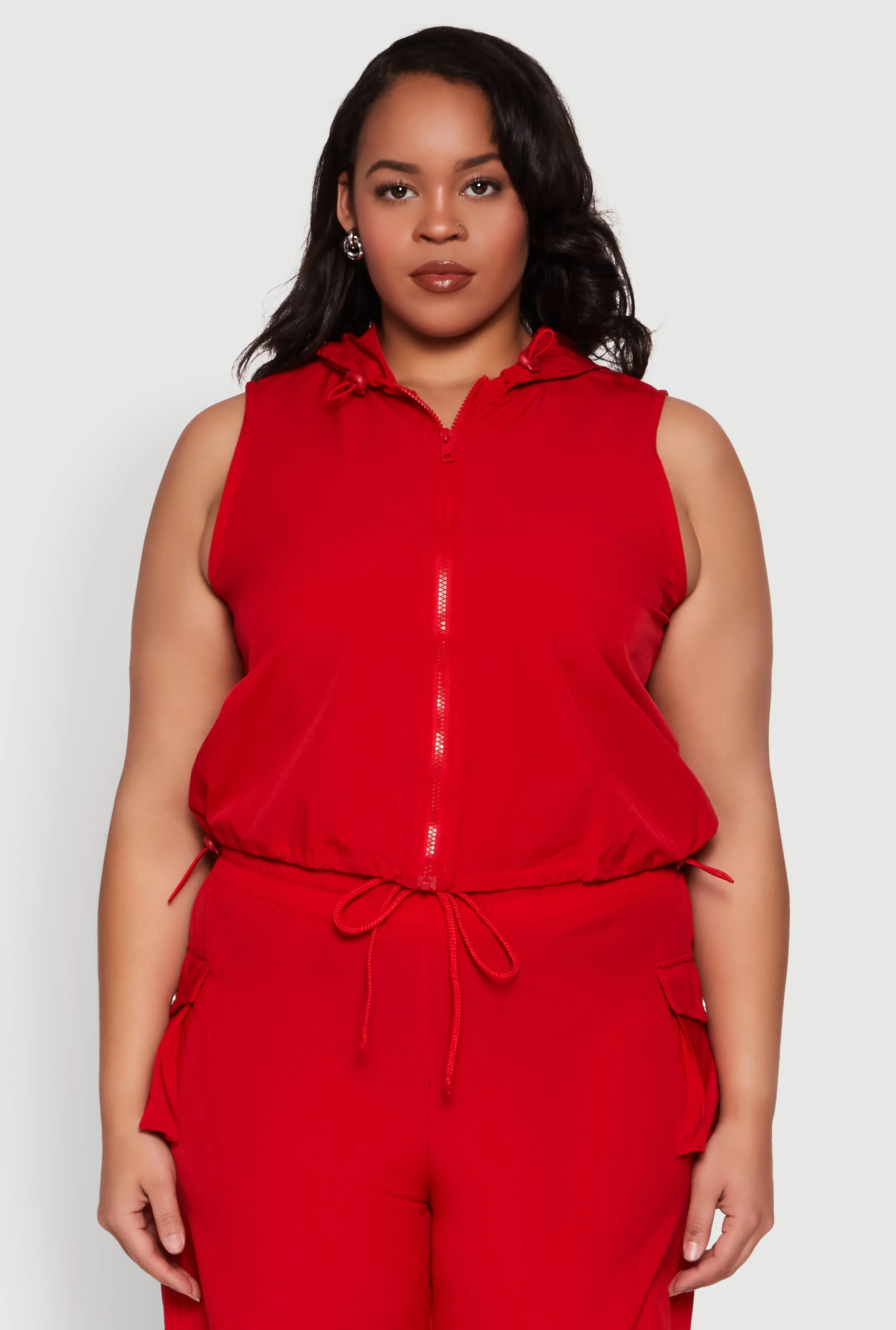 Plus Size Toggle Drawstring Hem Crop Top sold by Rainbow
