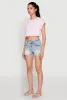 WAX Distressed Frayed Hem Denim Shorts sold by Rainbow