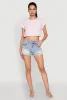 WAX Distressed Frayed Hem Denim Shorts sold by Rainbow