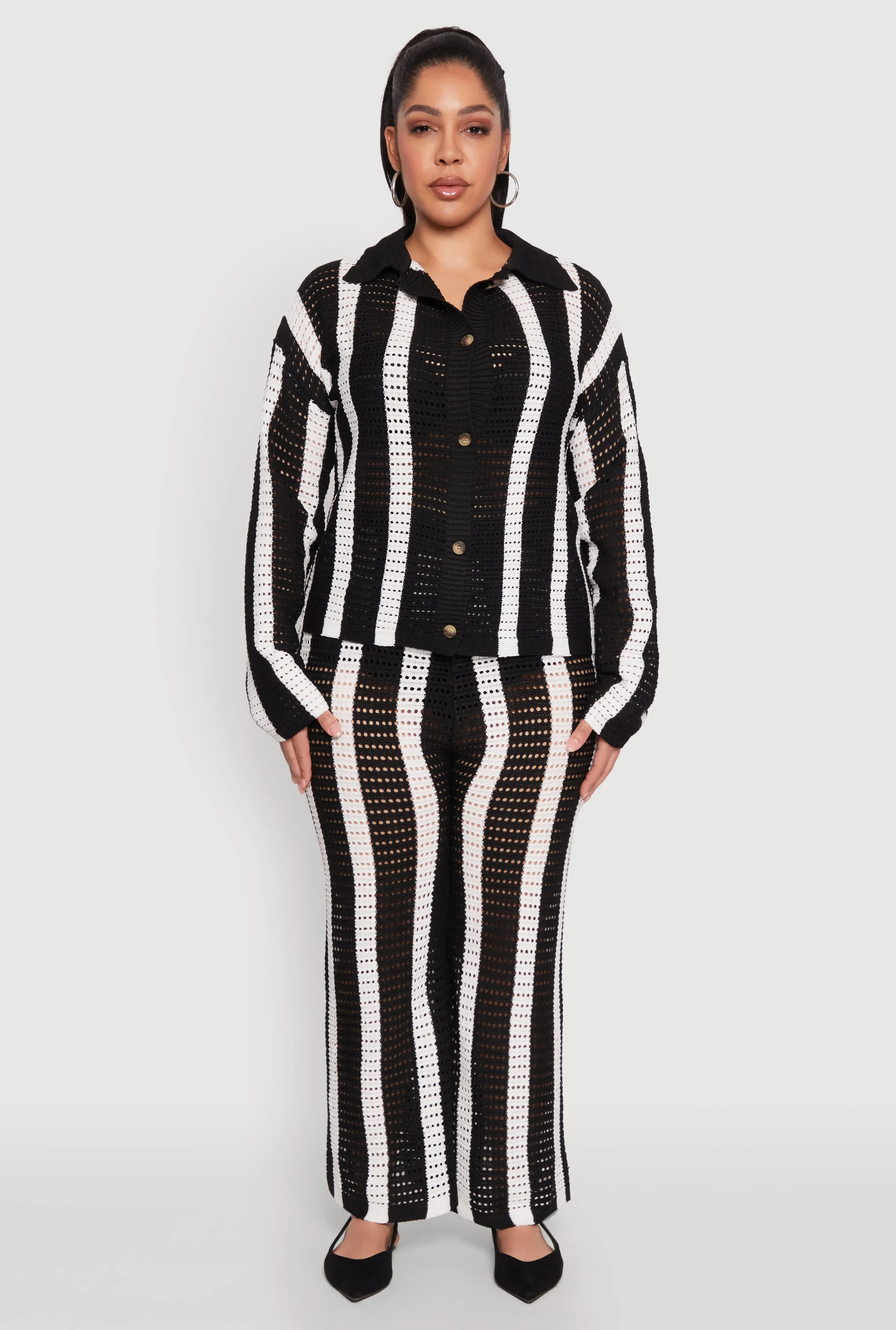 Plus Size Daisy Striped Crochet Shirt sold by Rainbow product image thumbnail 3