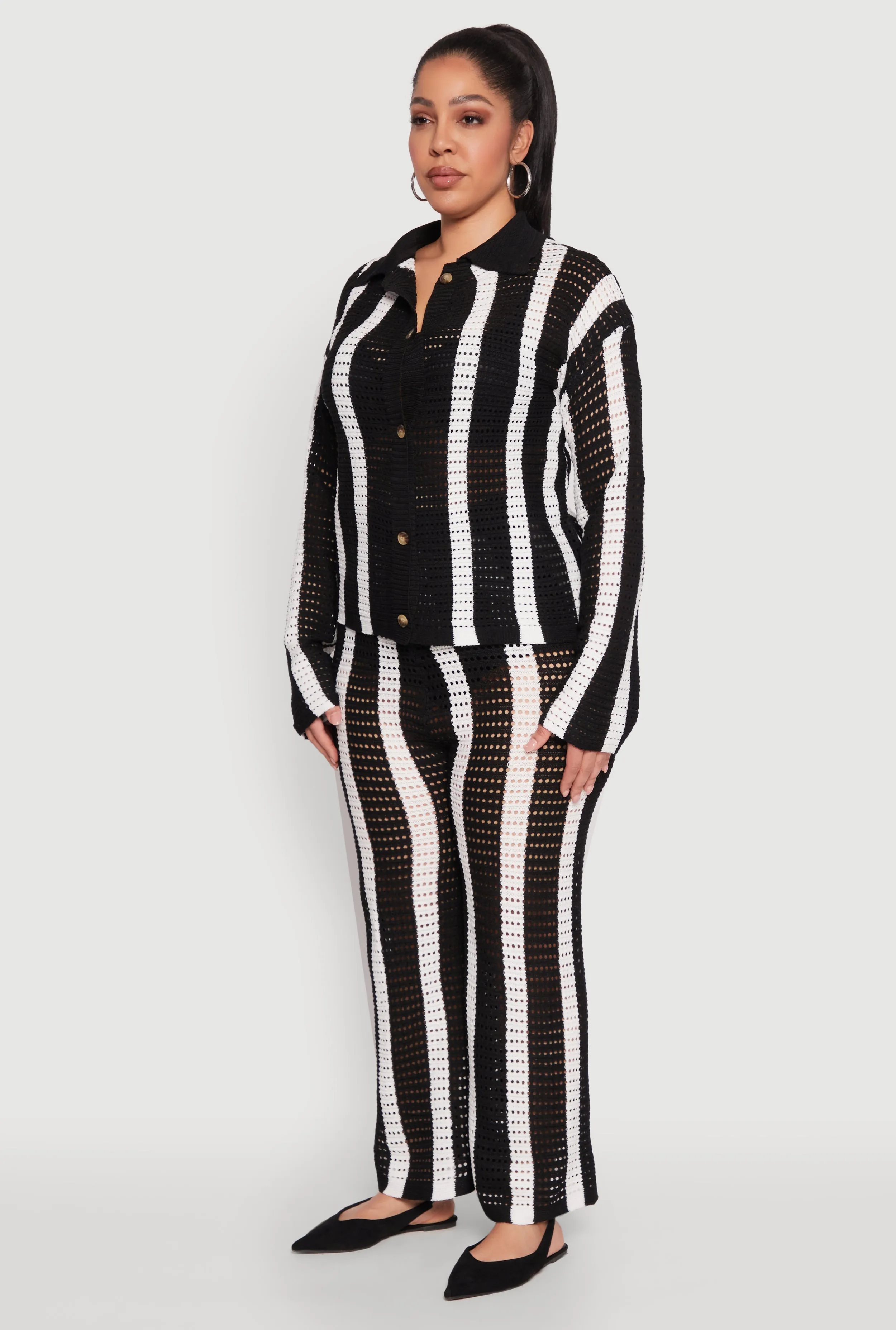 Plus Size Daisy Striped Crochet Shirt sold by Rainbow product image thumbnail 5