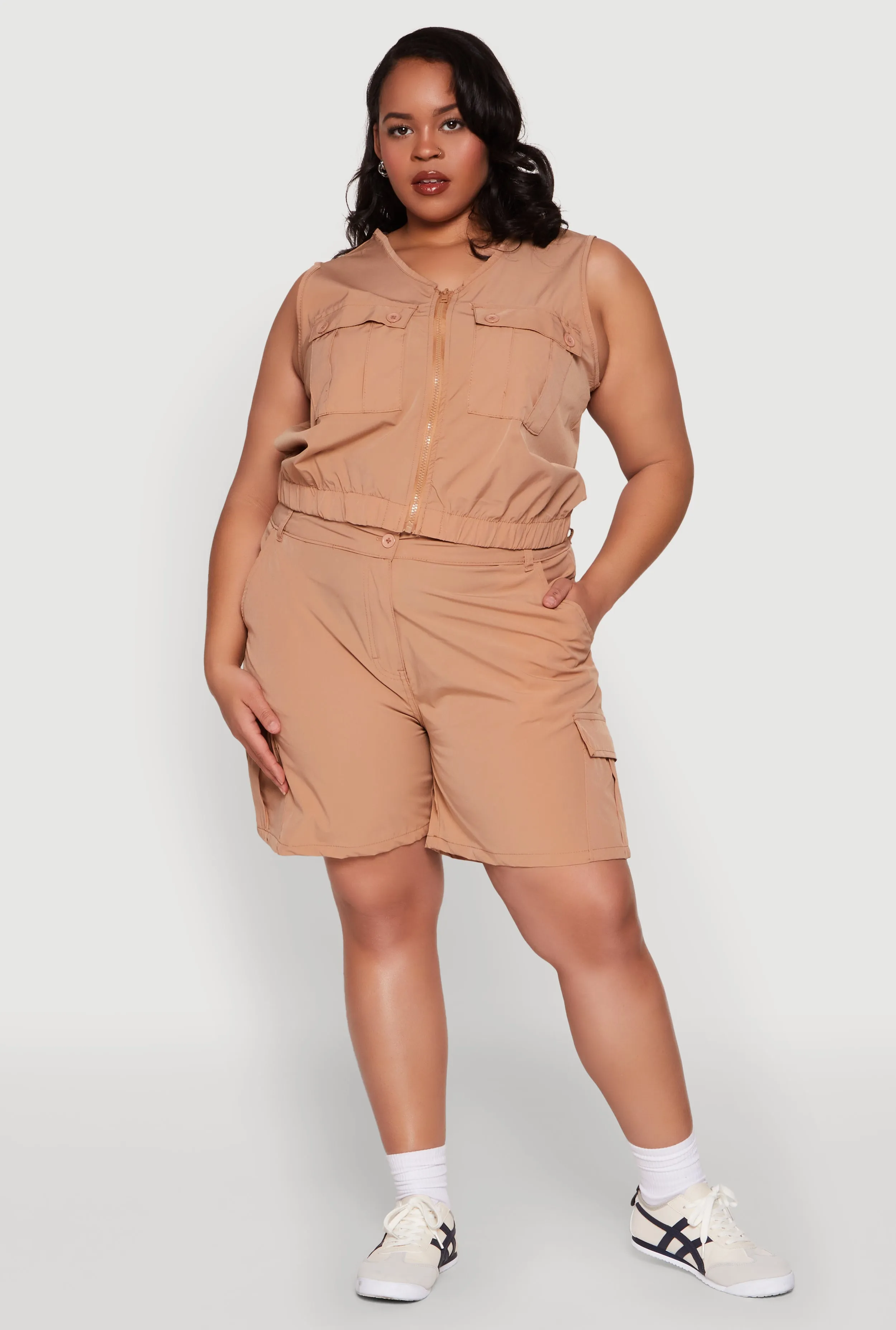 Plus Size Zip Front Cargo Pocket Top sold by Rainbow product image thumbnail 2