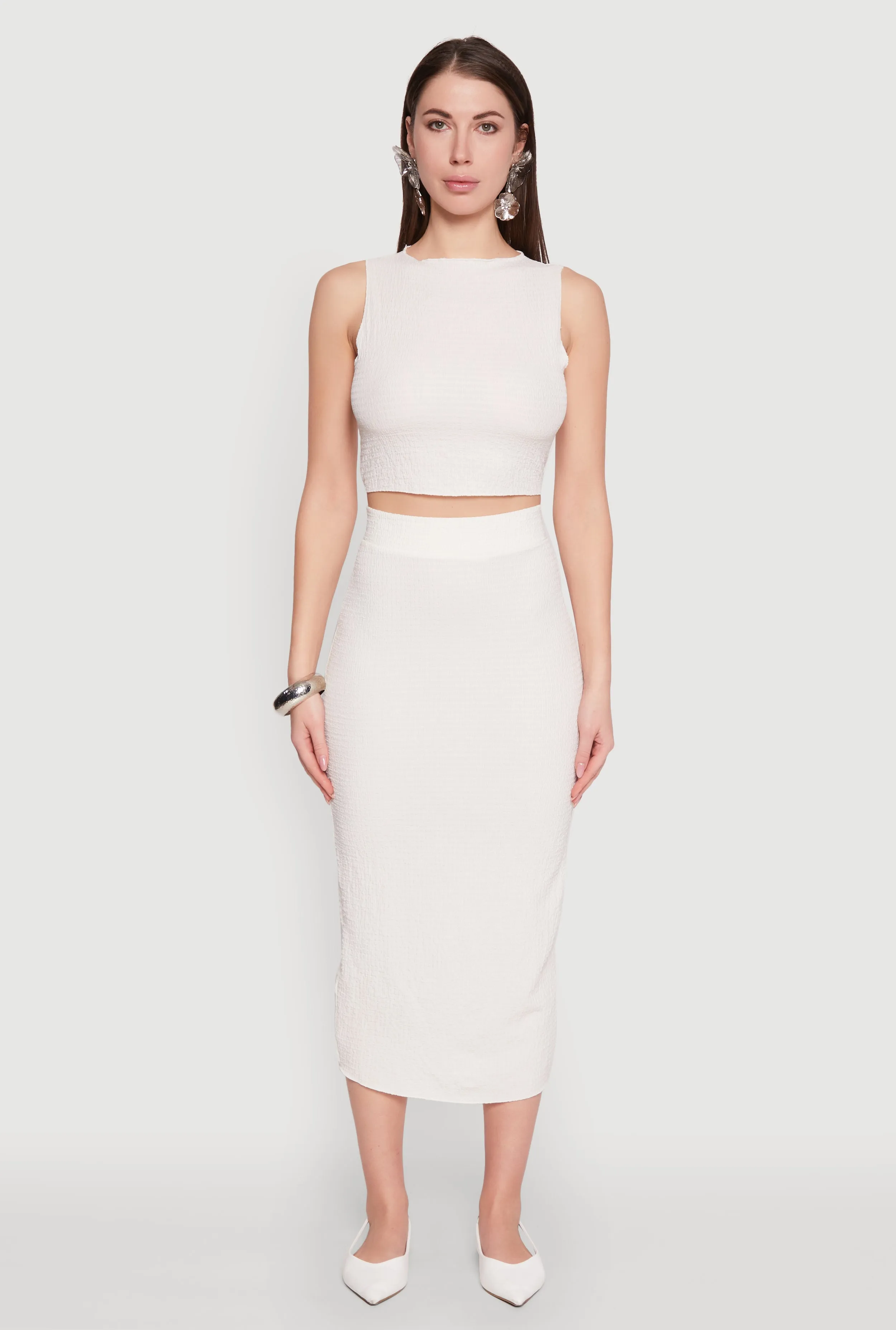 Sleeveless Textured Knit Crop Top sold by Rainbow product image thumbnail 3