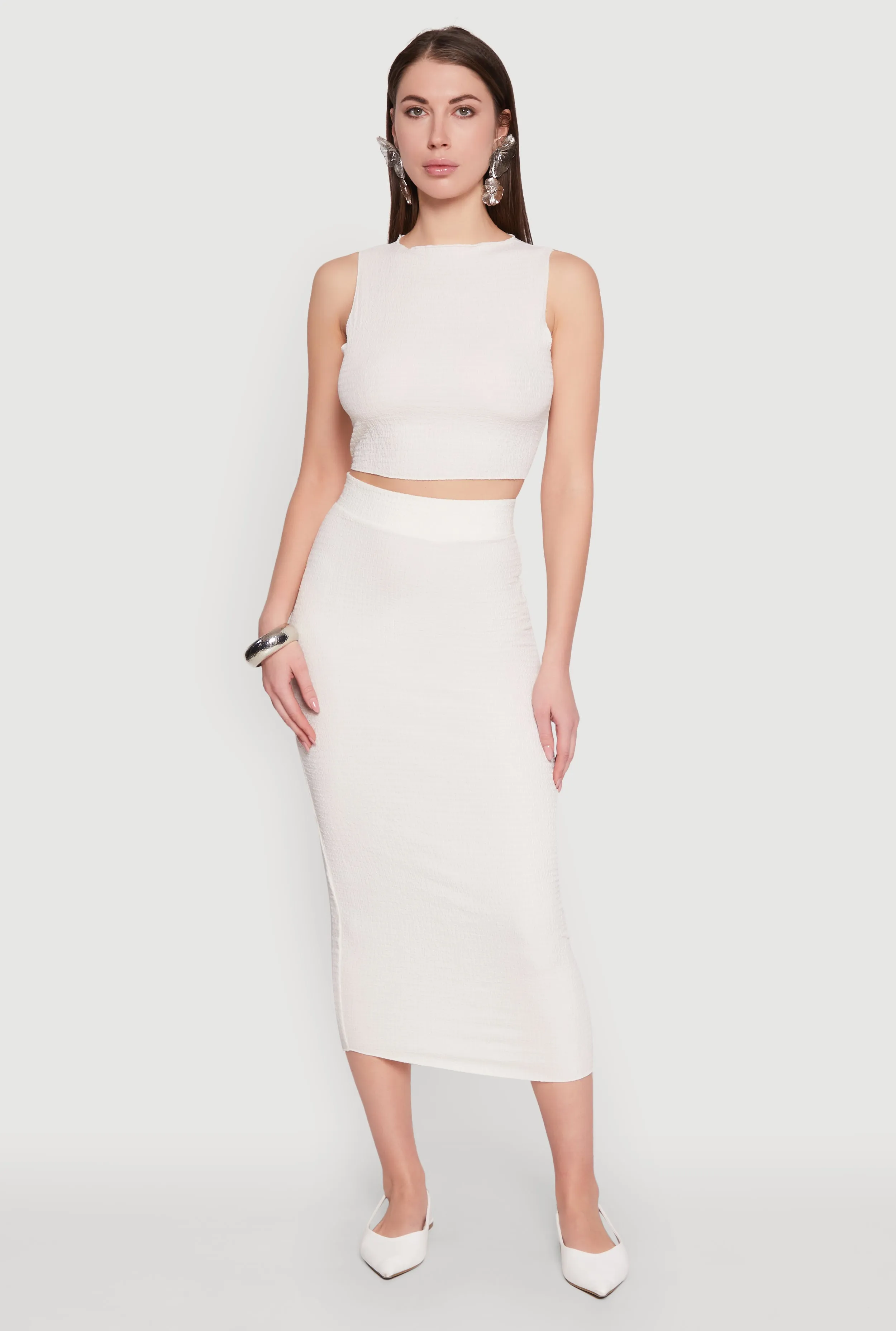 Sleeveless Textured Knit Crop Top sold by Rainbow product image thumbnail 2