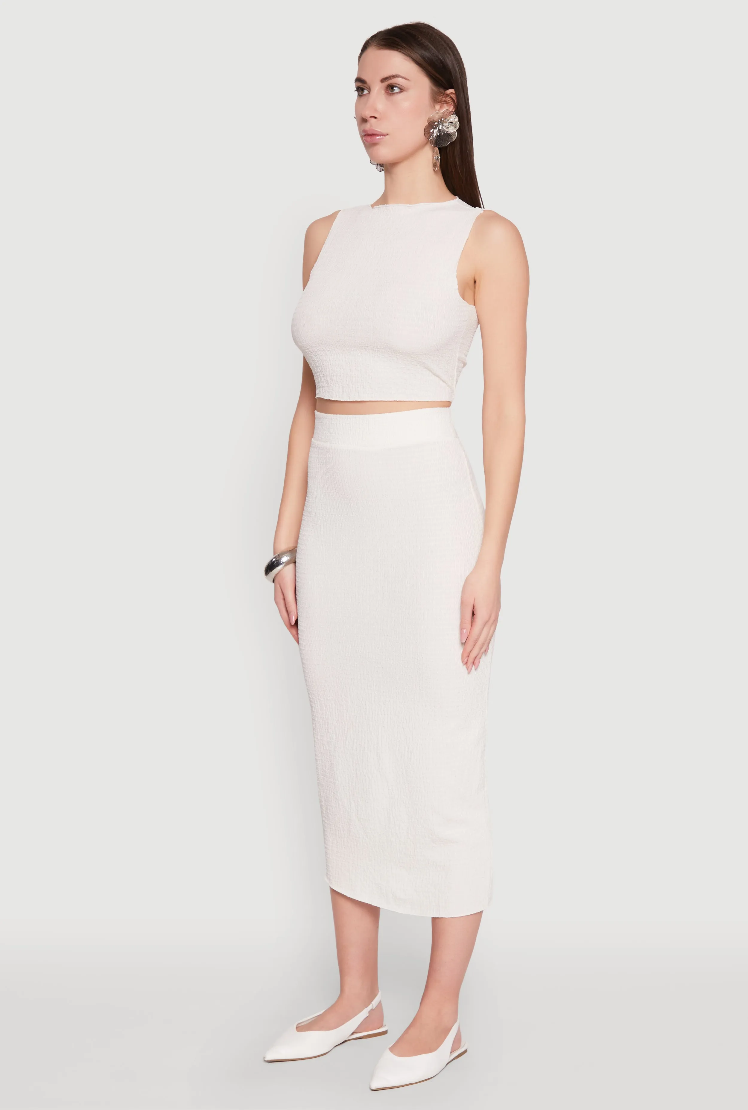 Sleeveless Textured Knit Crop Top sold by Rainbow product image thumbnail 5