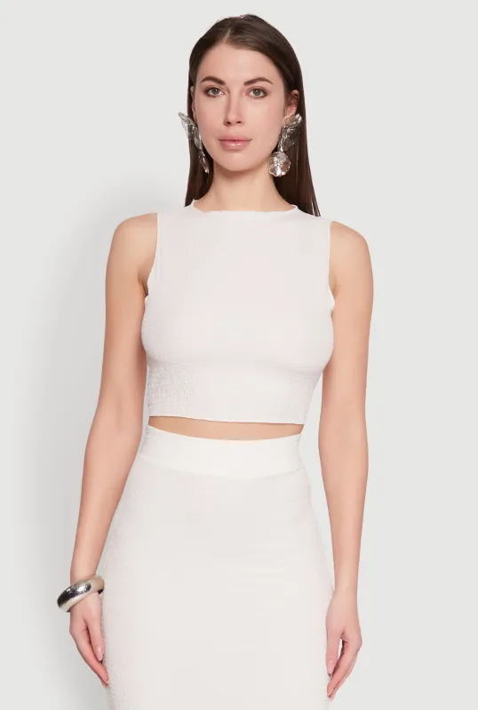 Sleeveless Textured Knit Crop Top sold by Rainbow