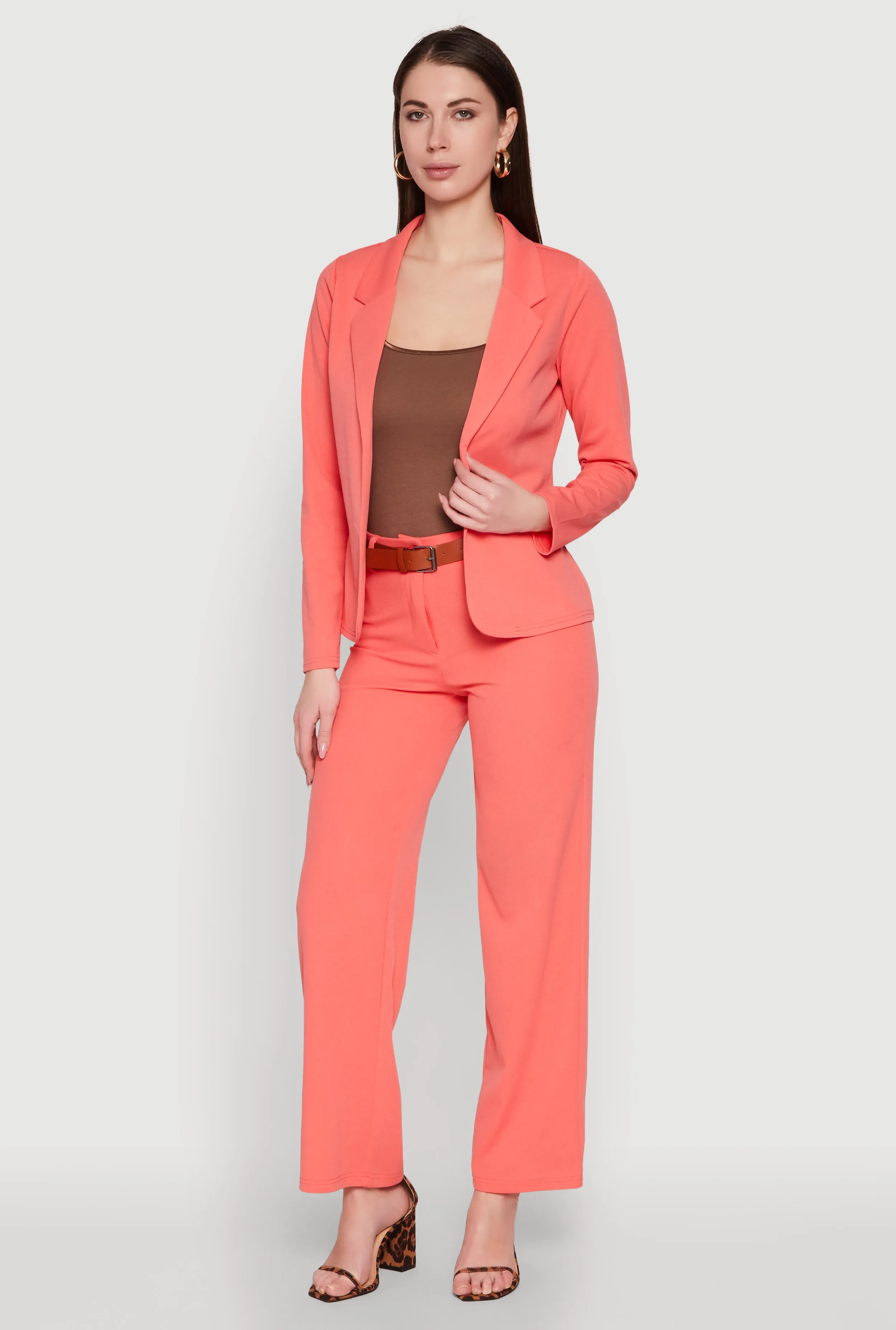 Crepe Knit Belted Dress Pants sold by Rainbow