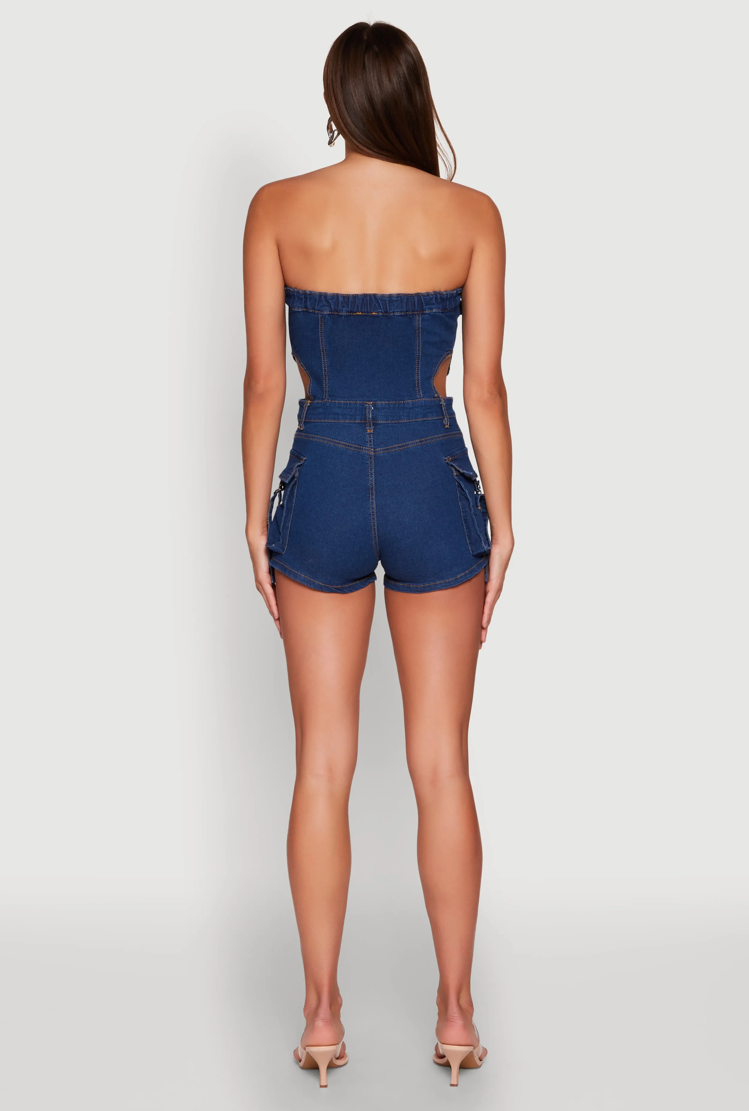 Daisy Cut Out Cargo Denim Tube Romper sold by Rainbow product image thumbnail 5
