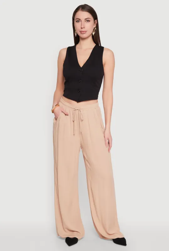 Gauze Knit High Waisted Wide Leg Pants sold by Rainbow