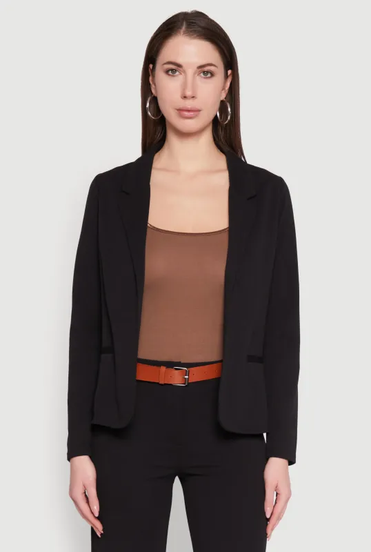 Long Sleeve Crepe Knit Open Front Blazer sold by Rainbow