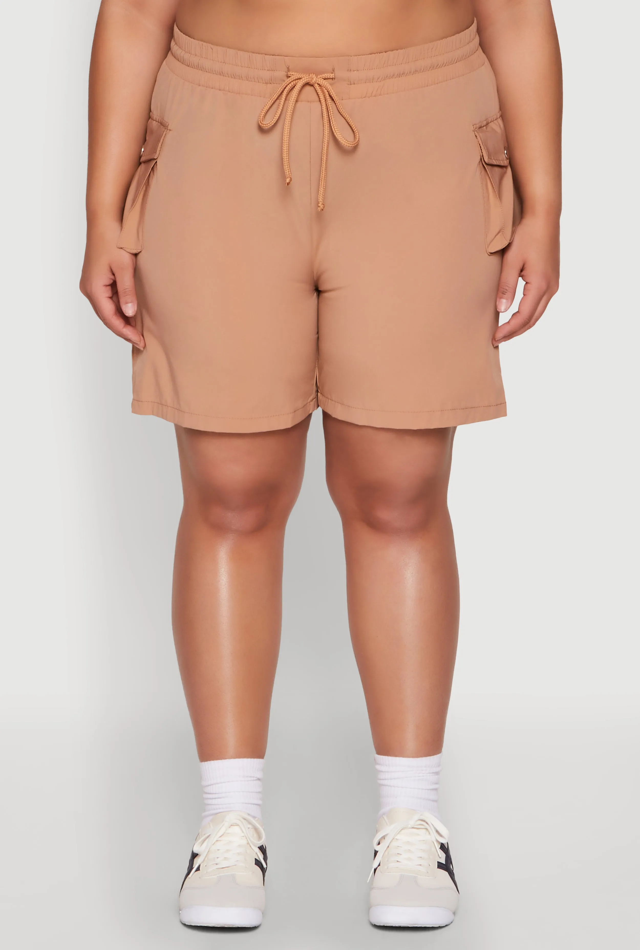 Plus Size Drawstring High Waisted Cargo Shorts sold by Rainbow product image thumbnail 3
