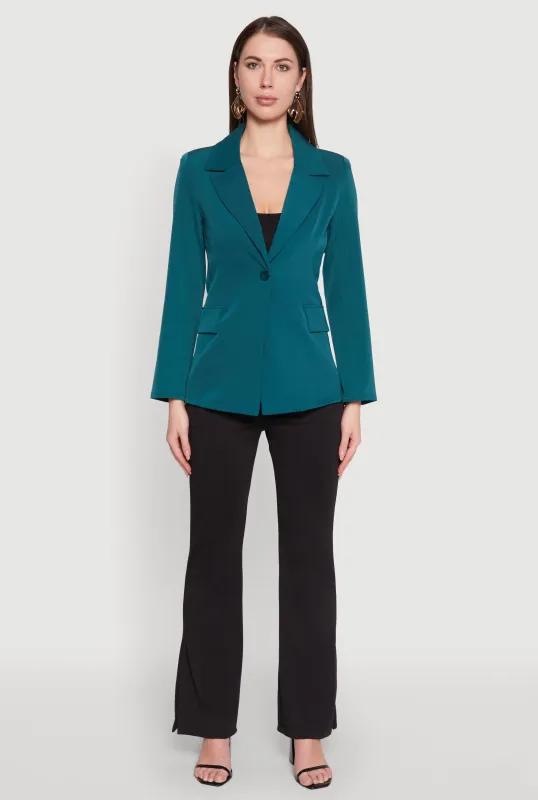 Padded Shoulder One Button Blazer sold by Rainbow