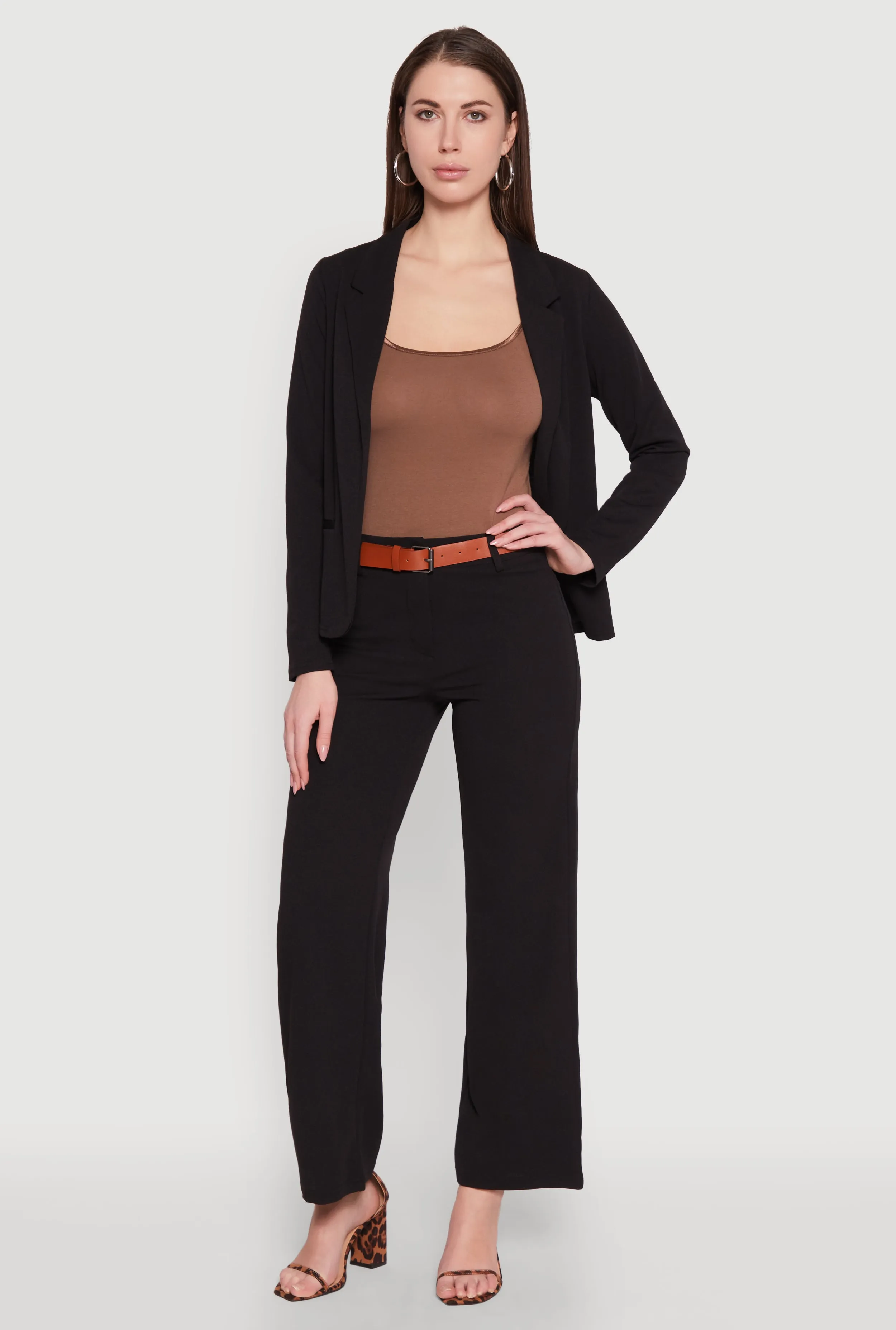 Crepe Knit Belted Dress Pants sold by Rainbow