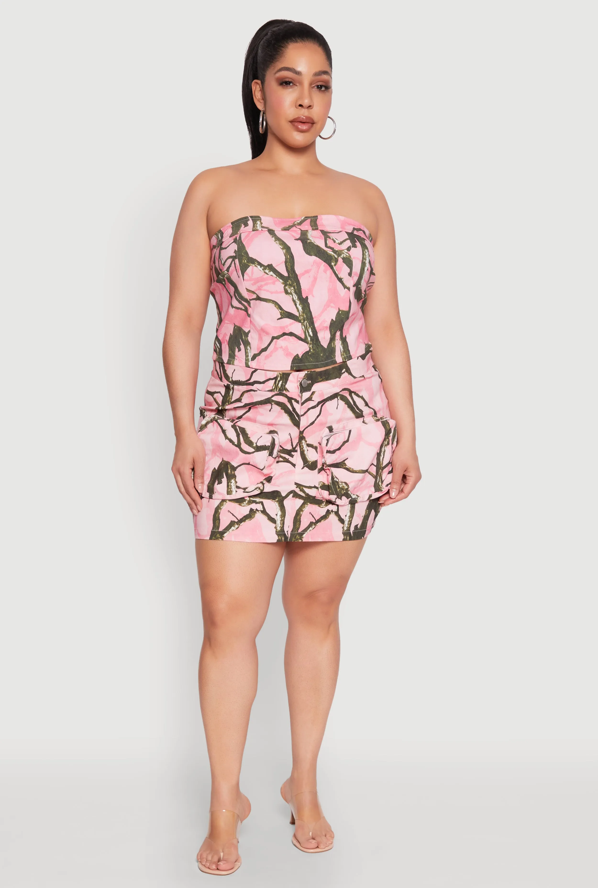 Plus Size Hunter Camo Mini Cargo Skirt sold by Rainbow