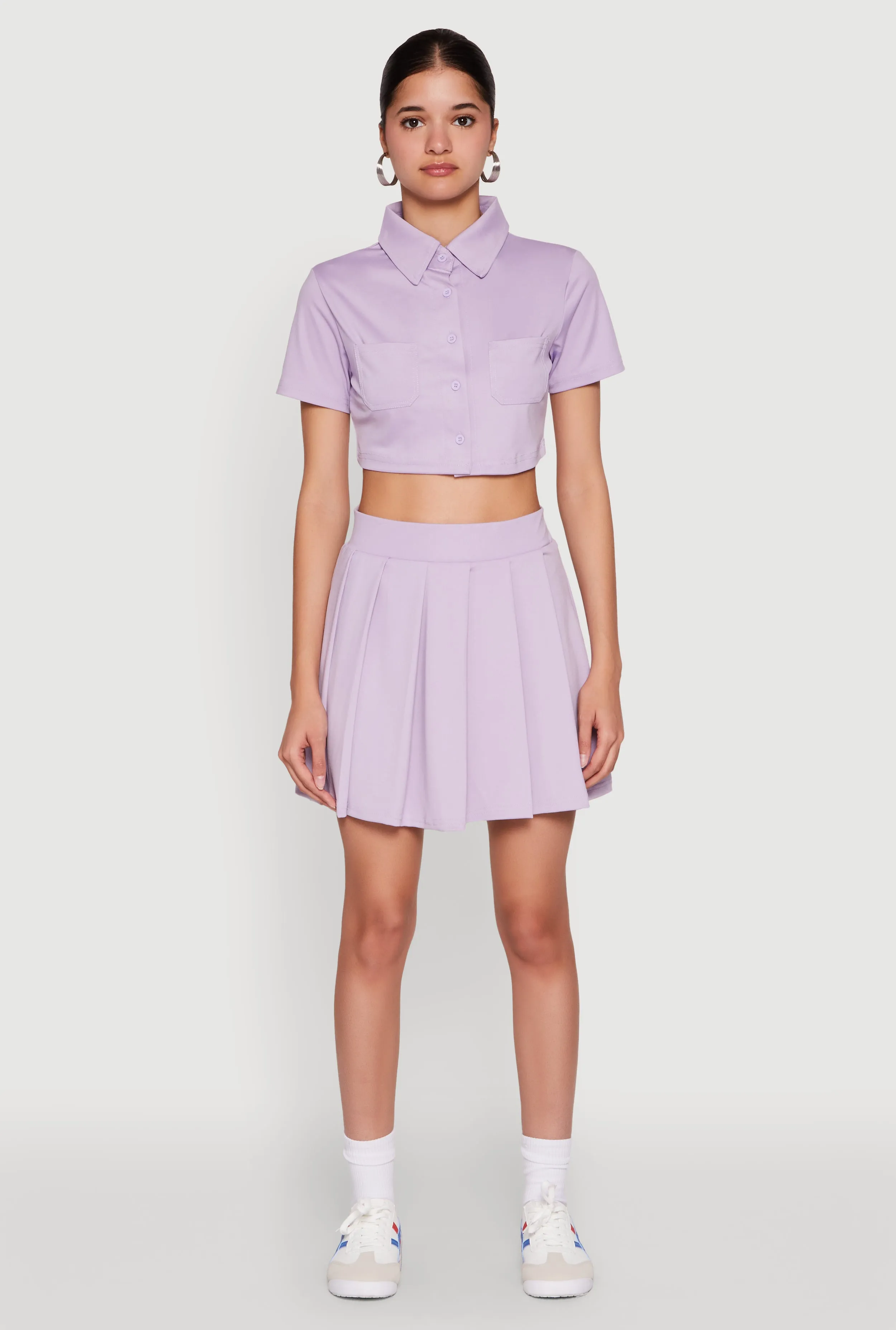 Short Sleeve Button Front Cropped Shirt sold by Rainbow product image thumbnail 2