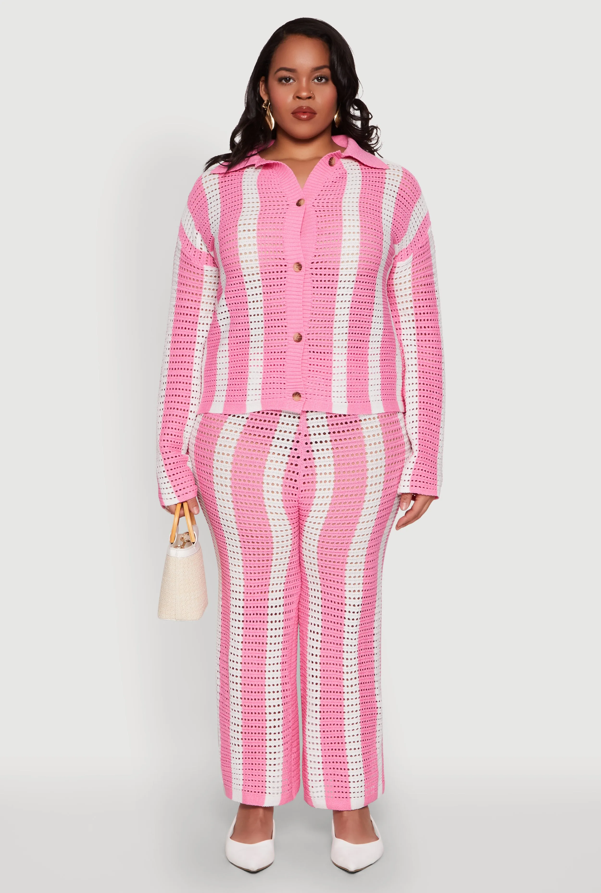 Plus Size Daisy Striped Crochet Shirt sold by Rainbow product image thumbnail 3