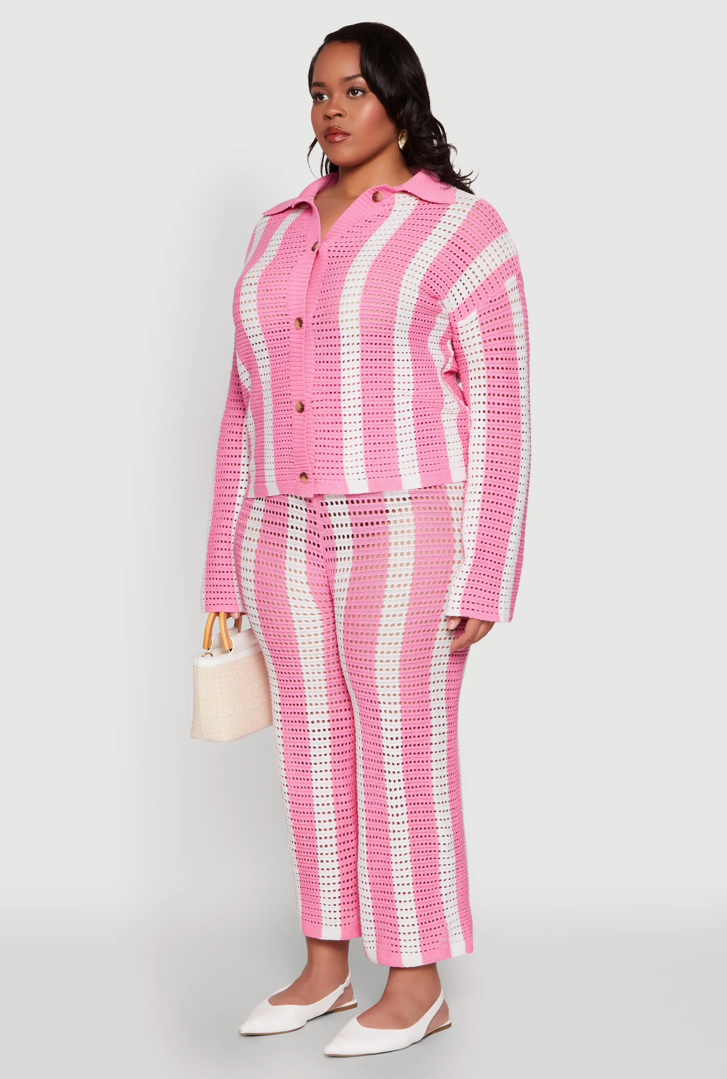 Plus Size Daisy Striped Crochet Shirt sold by Rainbow product image thumbnail 5