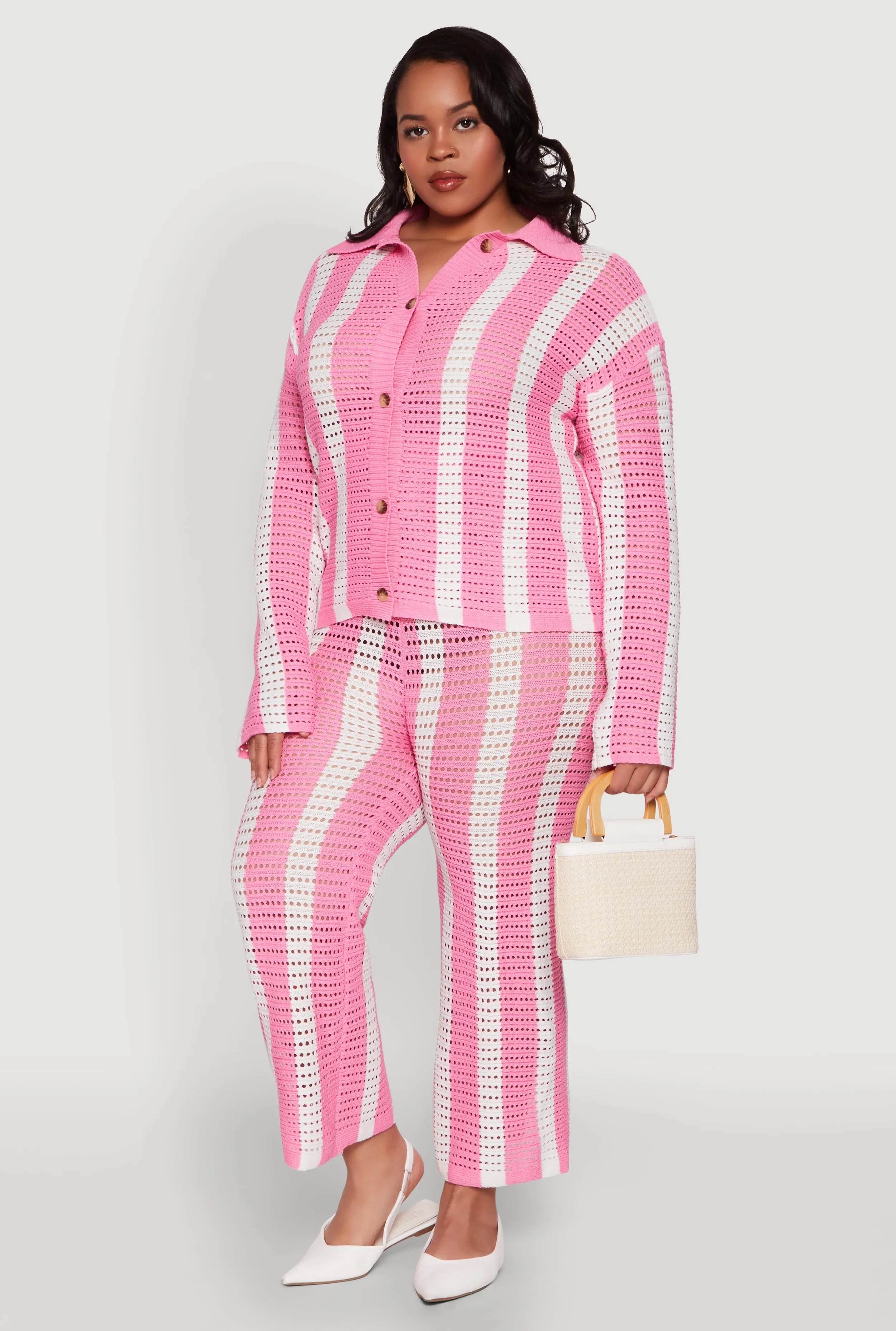 Plus Size Daisy Striped Crochet Shirt sold by Rainbow product image thumbnail 2