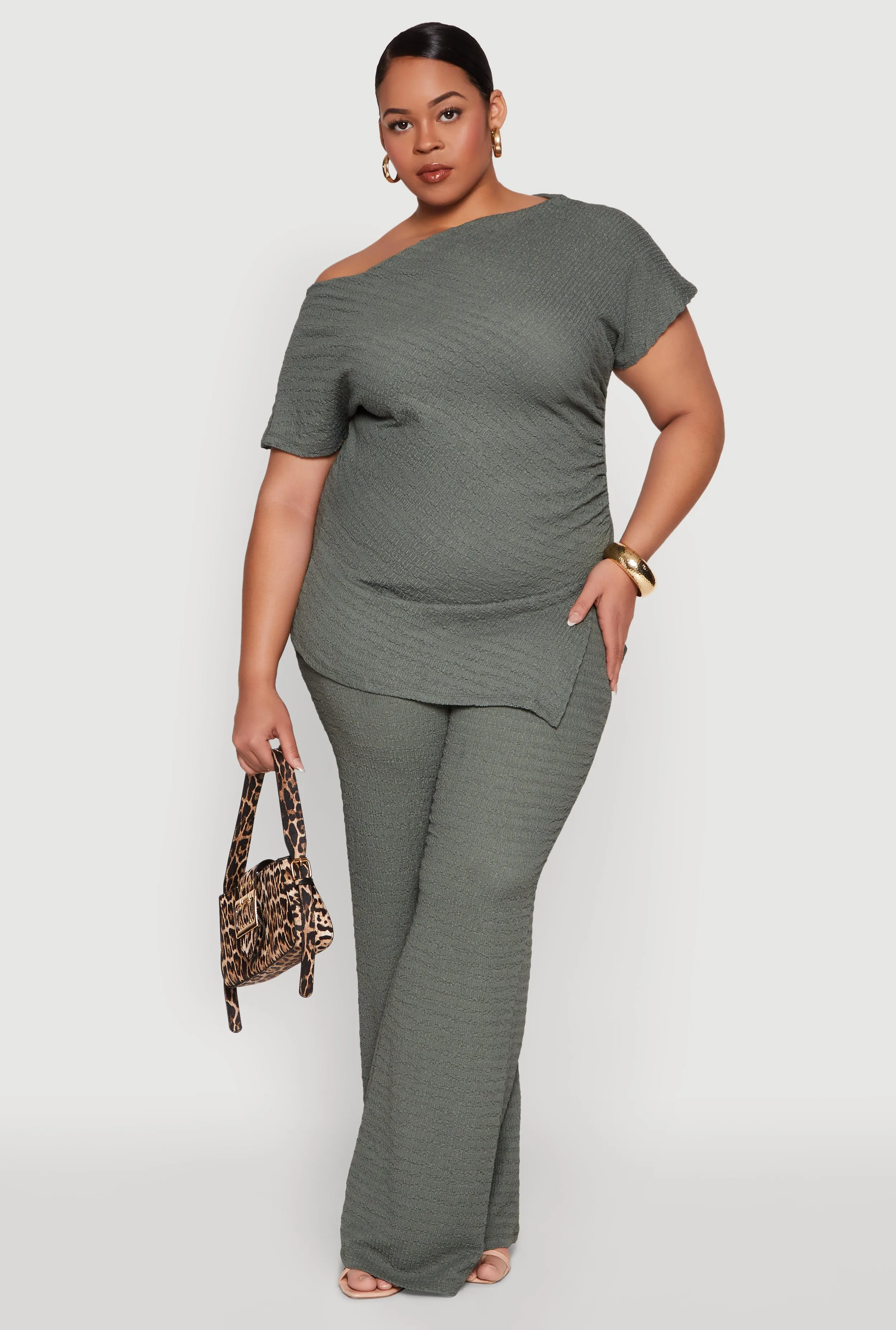 Plus Size Textured Knit Asymmetrical Top sold by Rainbow product image thumbnail 3