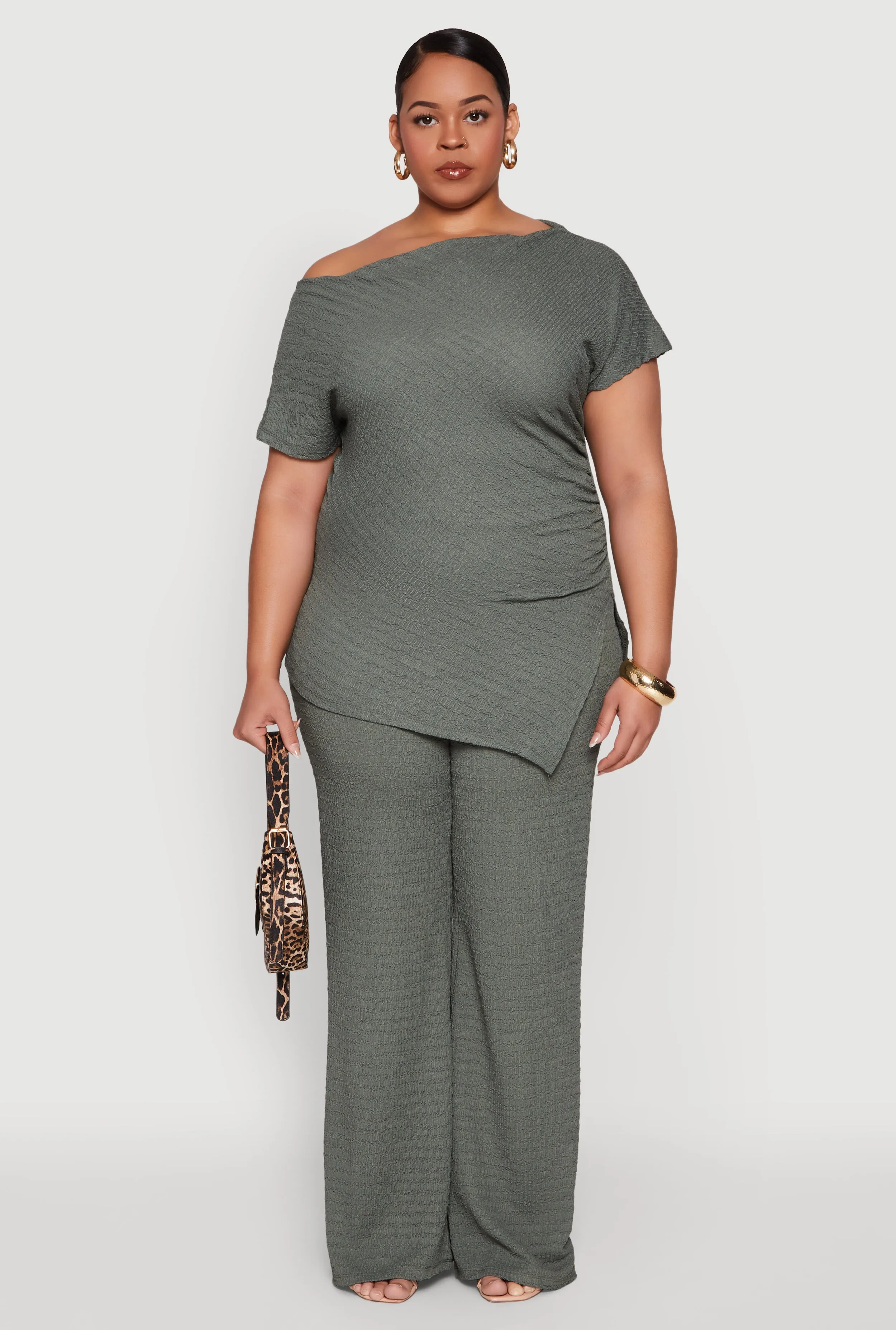 Plus Size Textured Knit Asymmetrical Top sold by Rainbow product image thumbnail 2