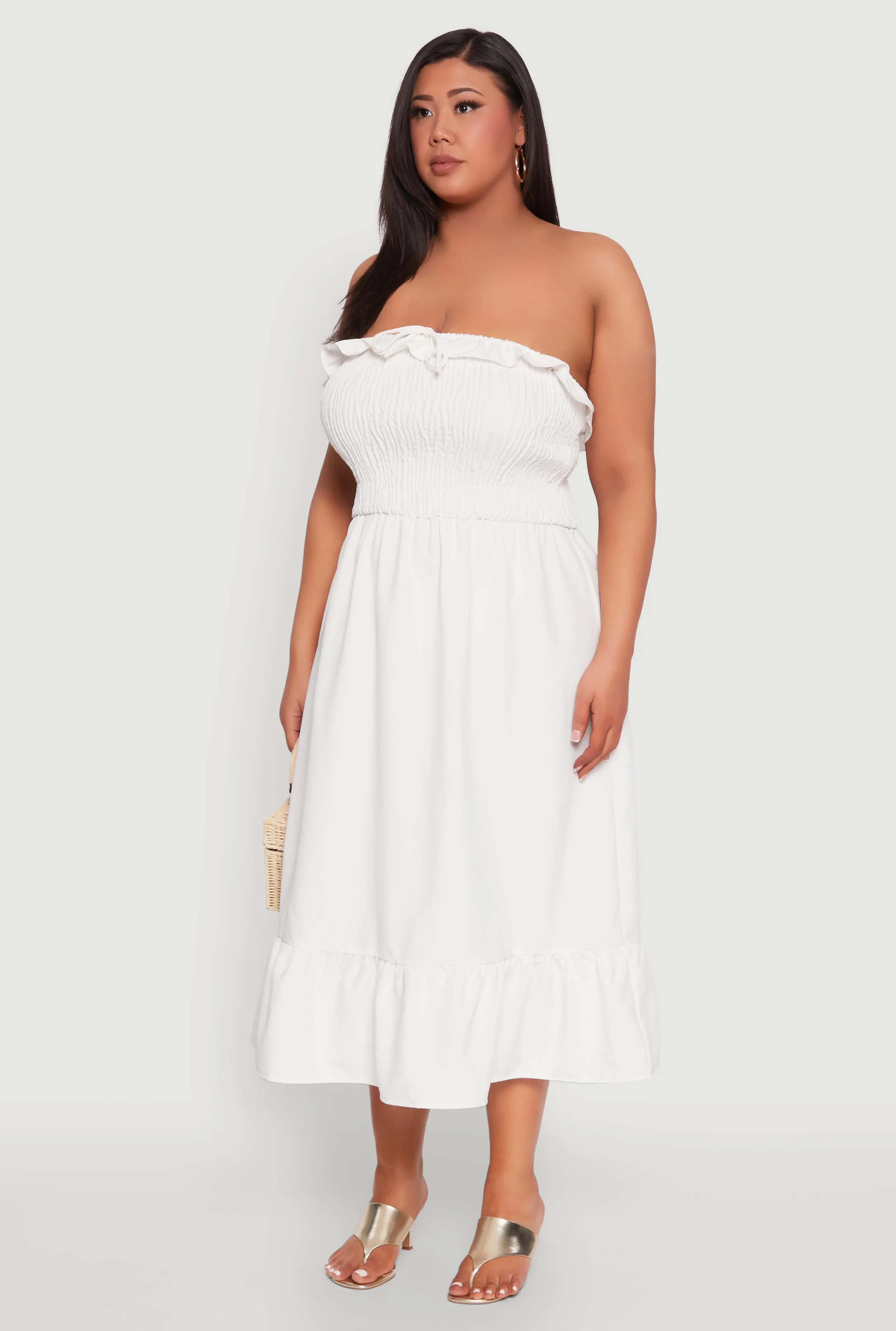 Plus Size Ruffle Trim Tiered Midi Dress sold by Rainbow product image thumbnail 3