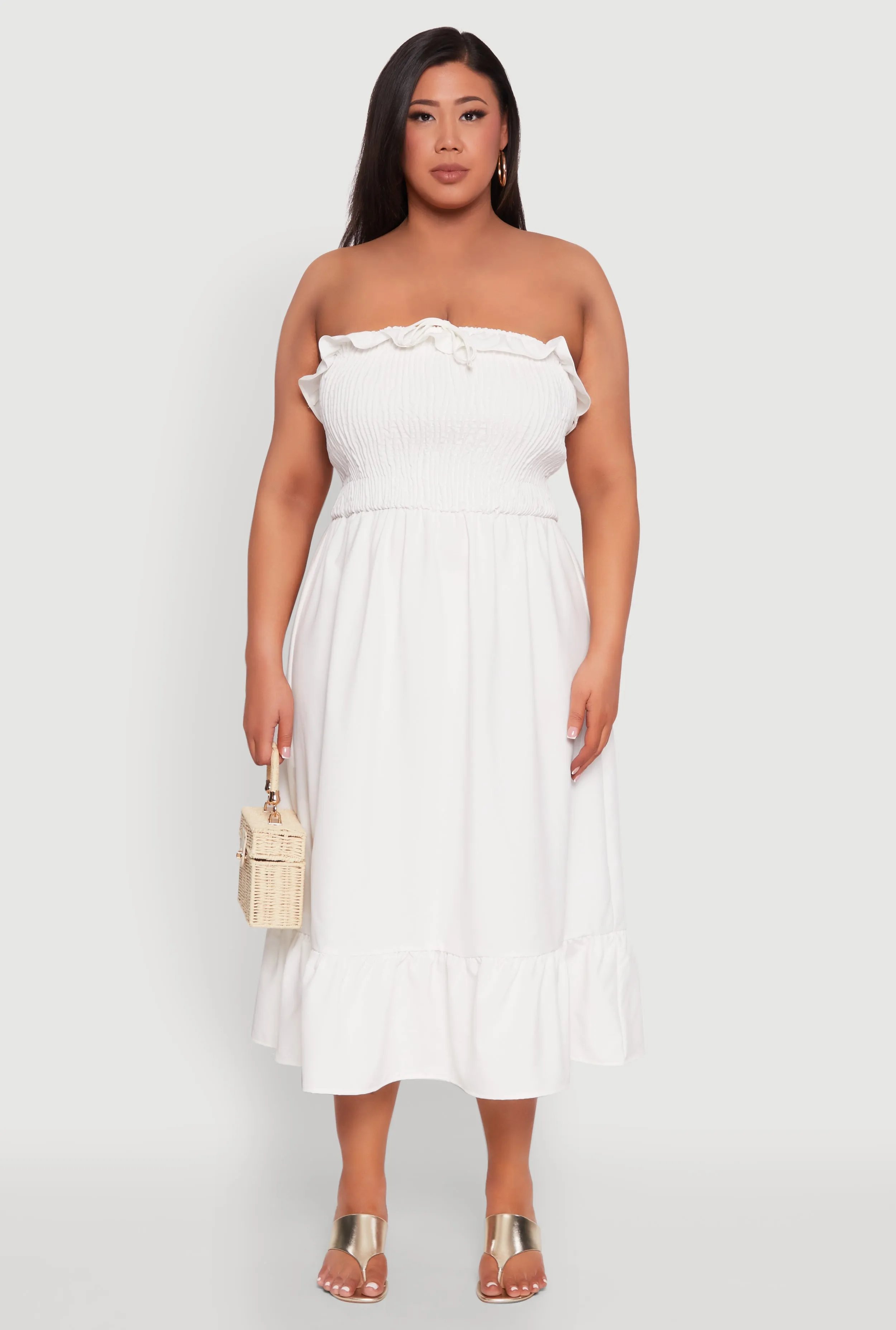 Plus Size Ruffle Trim Tiered Midi Dress sold by Rainbow product image thumbnail 2