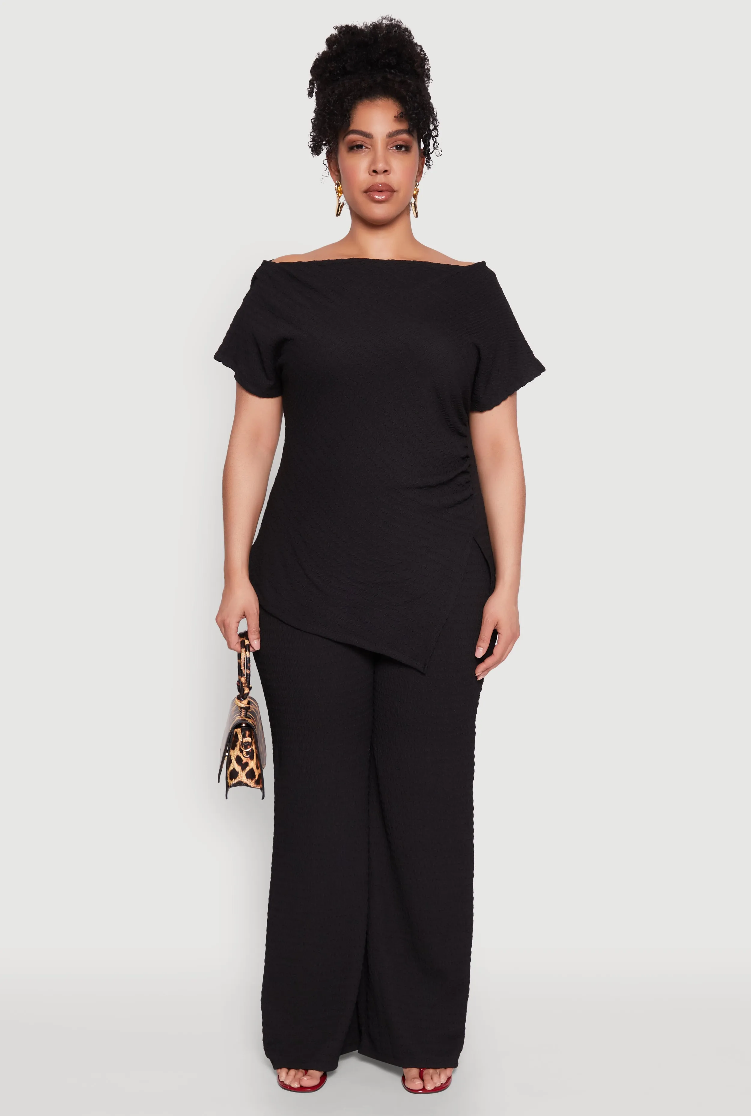 Plus Size Textured Knit Asymmetrical Top sold by Rainbow product image thumbnail 3