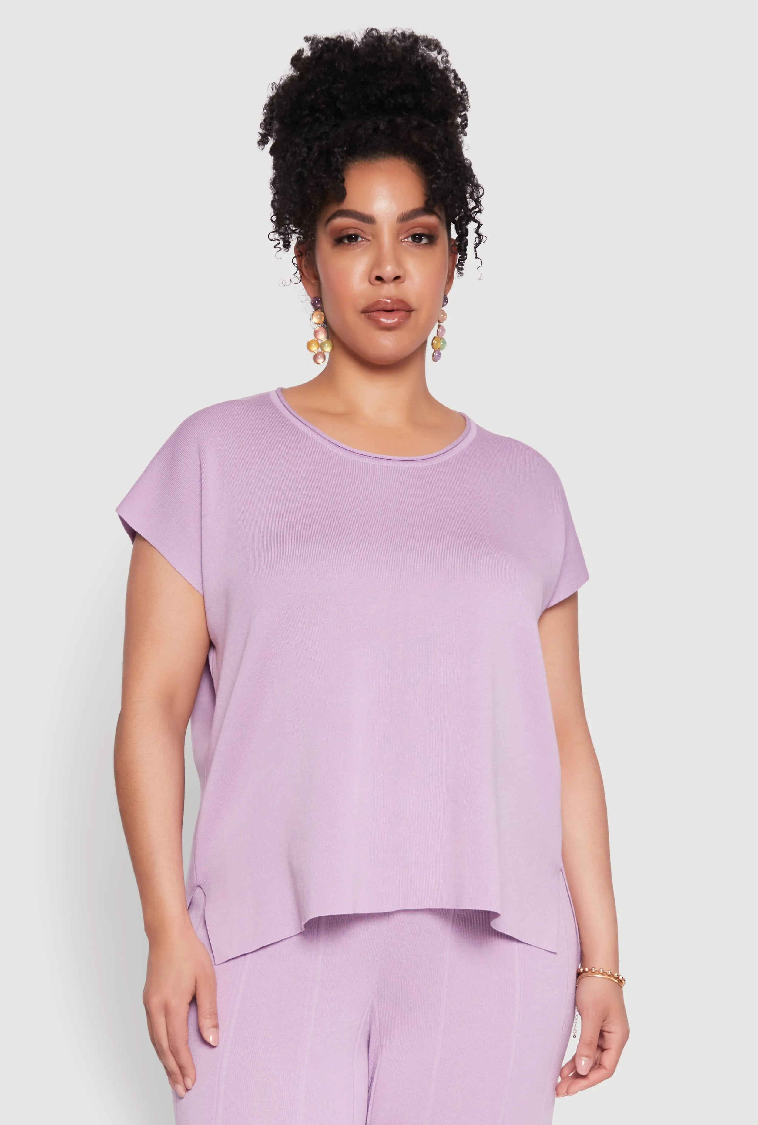 Plus Size Daisy Knitted Crew Neck Top sold by Rainbow