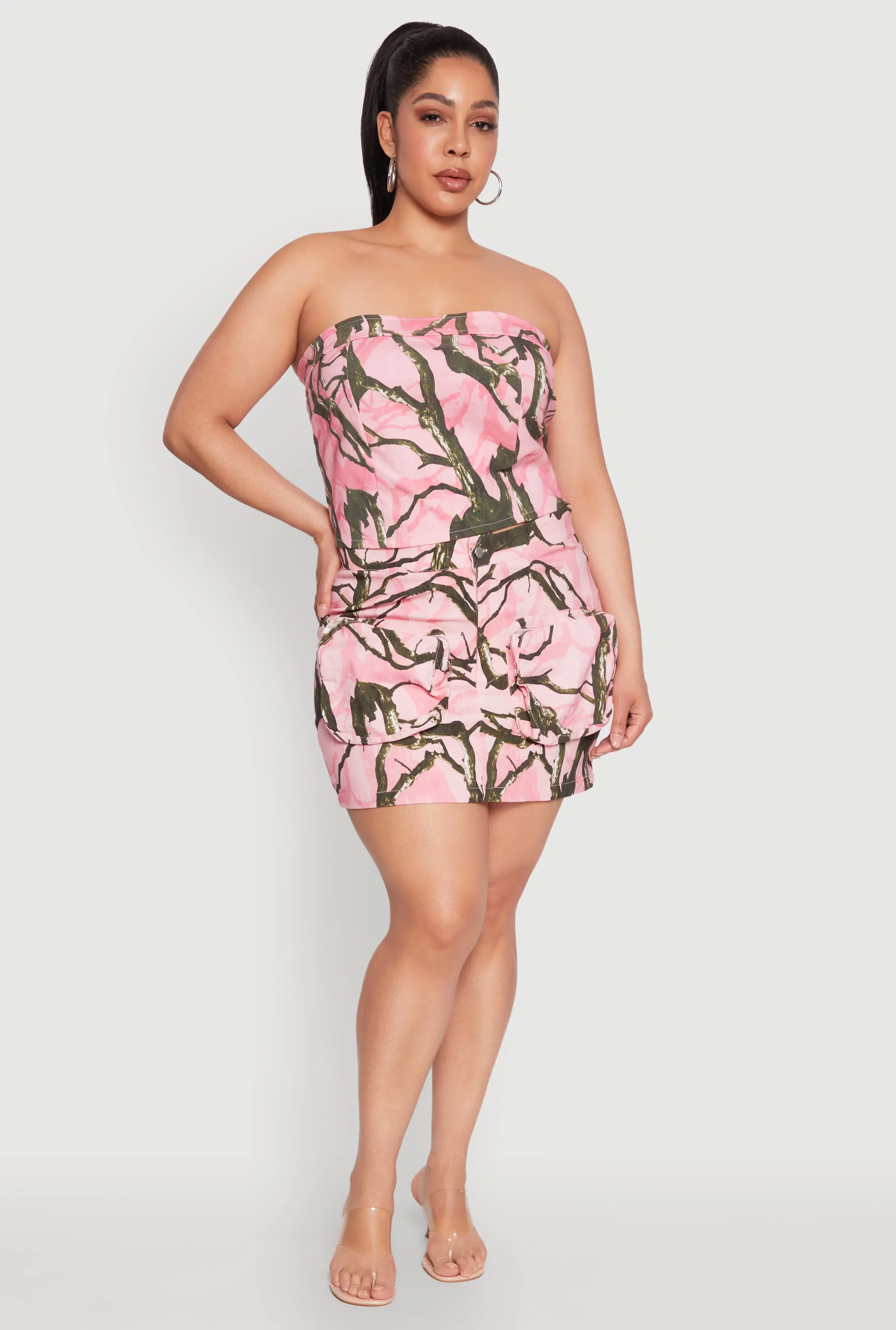 Plus Size Hunter Camo Print Crop Corset Top sold by Rainbow product image thumbnail 3