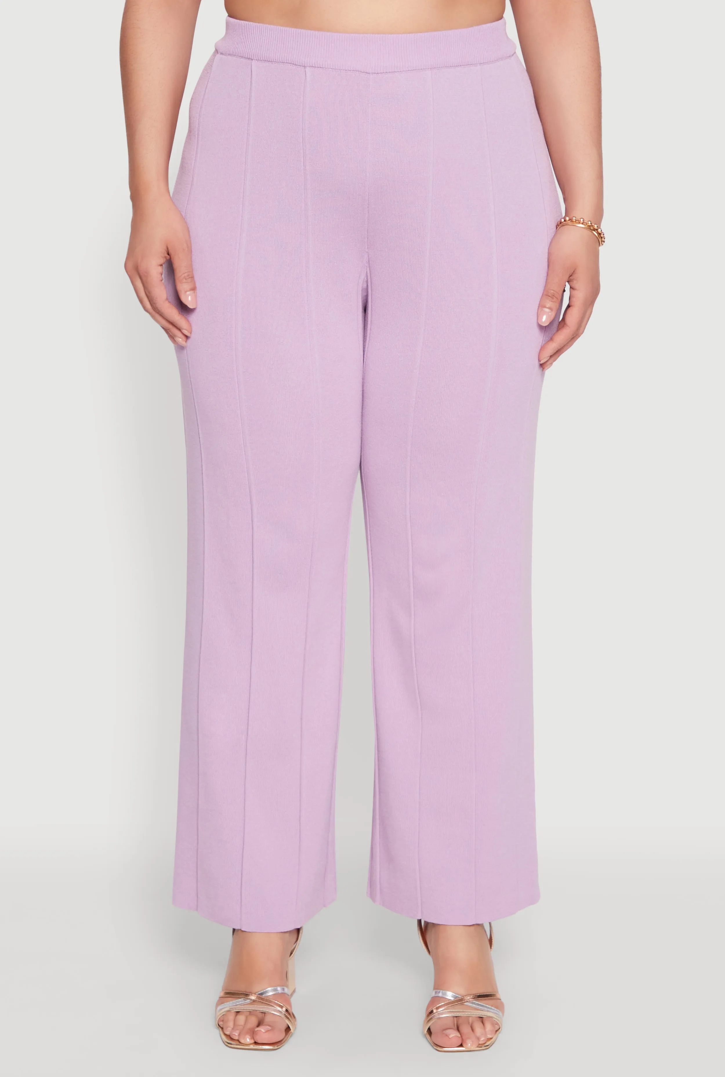 Plus Size Daisy Knitted Pintuck Wide Leg Pants sold by Rainbow product image thumbnail 3