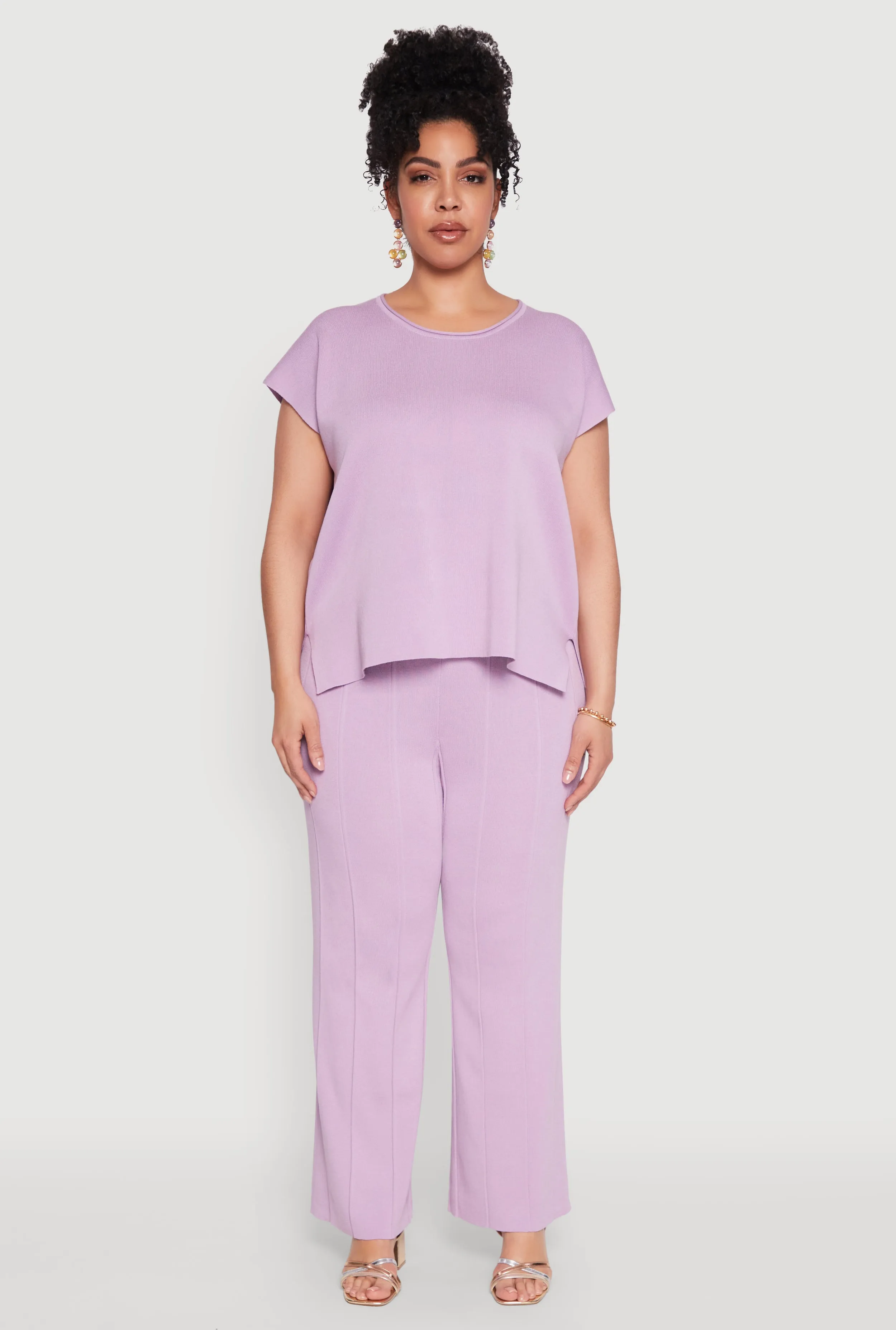 Plus Size Daisy Knitted Pintuck Wide Leg Pants sold by Rainbow product image thumbnail 2