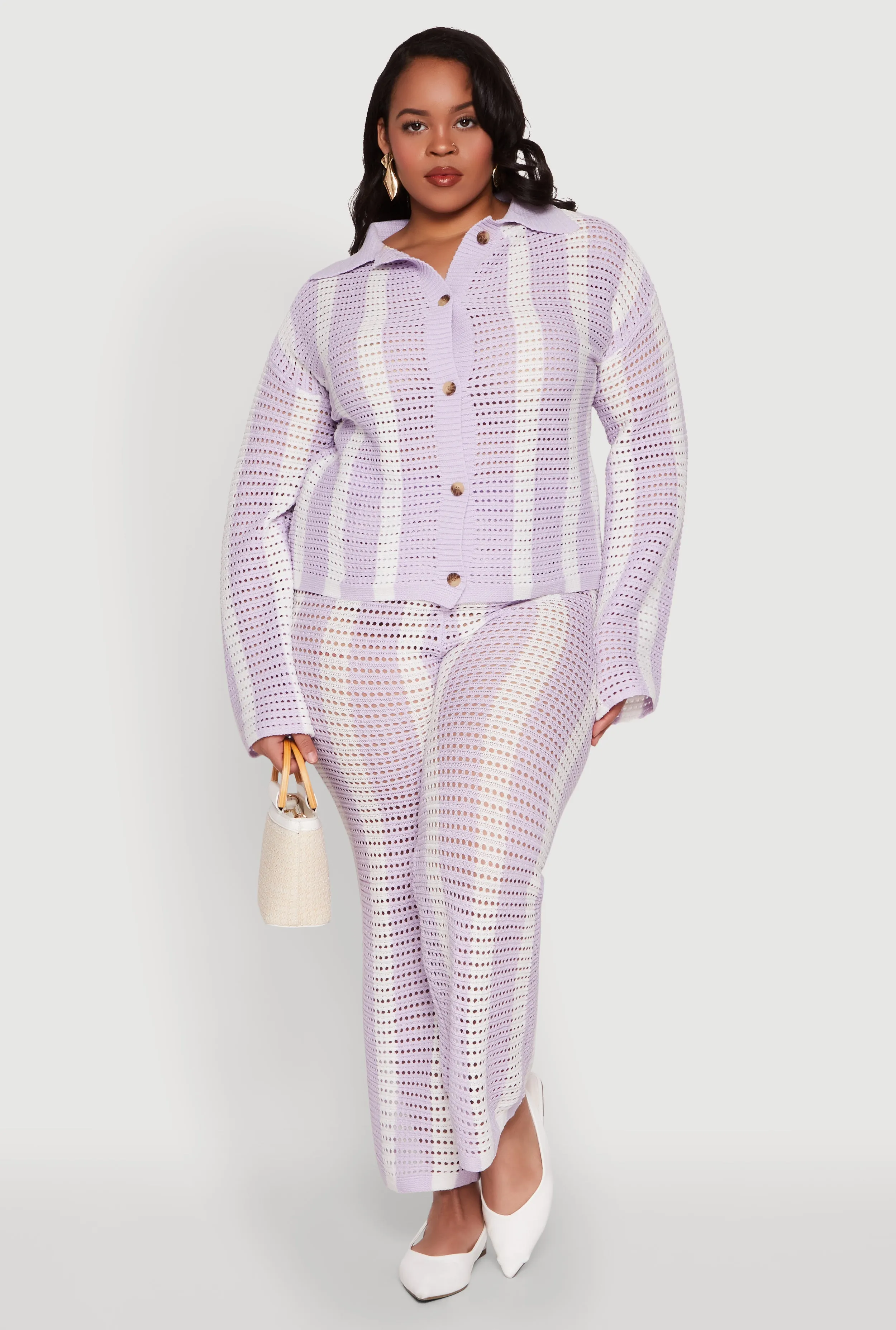 Plus Size Daisy Striped Crochet Shirt sold by Rainbow product image thumbnail 2