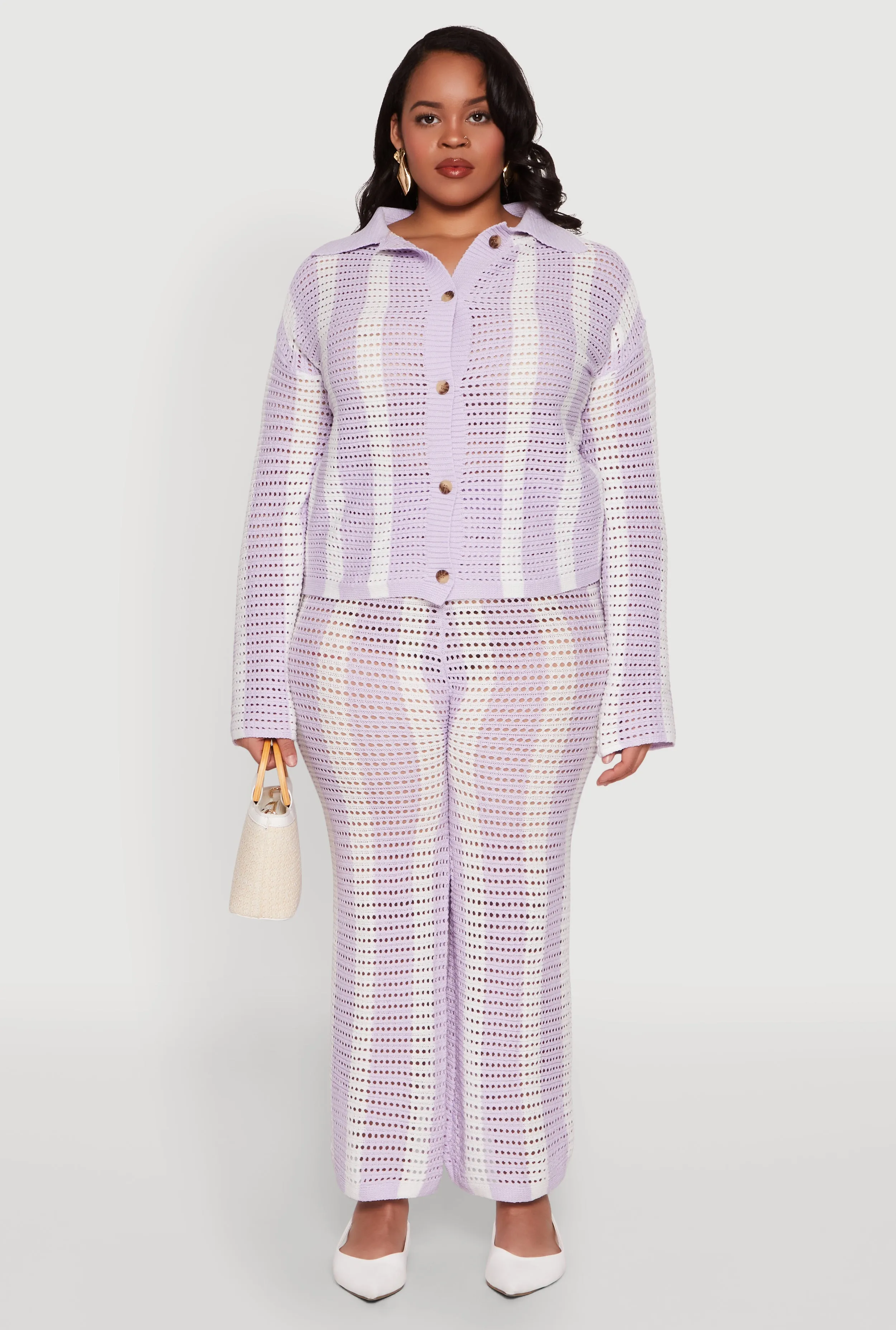 Plus Size Daisy Striped Crochet Shirt sold by Rainbow product image thumbnail 3