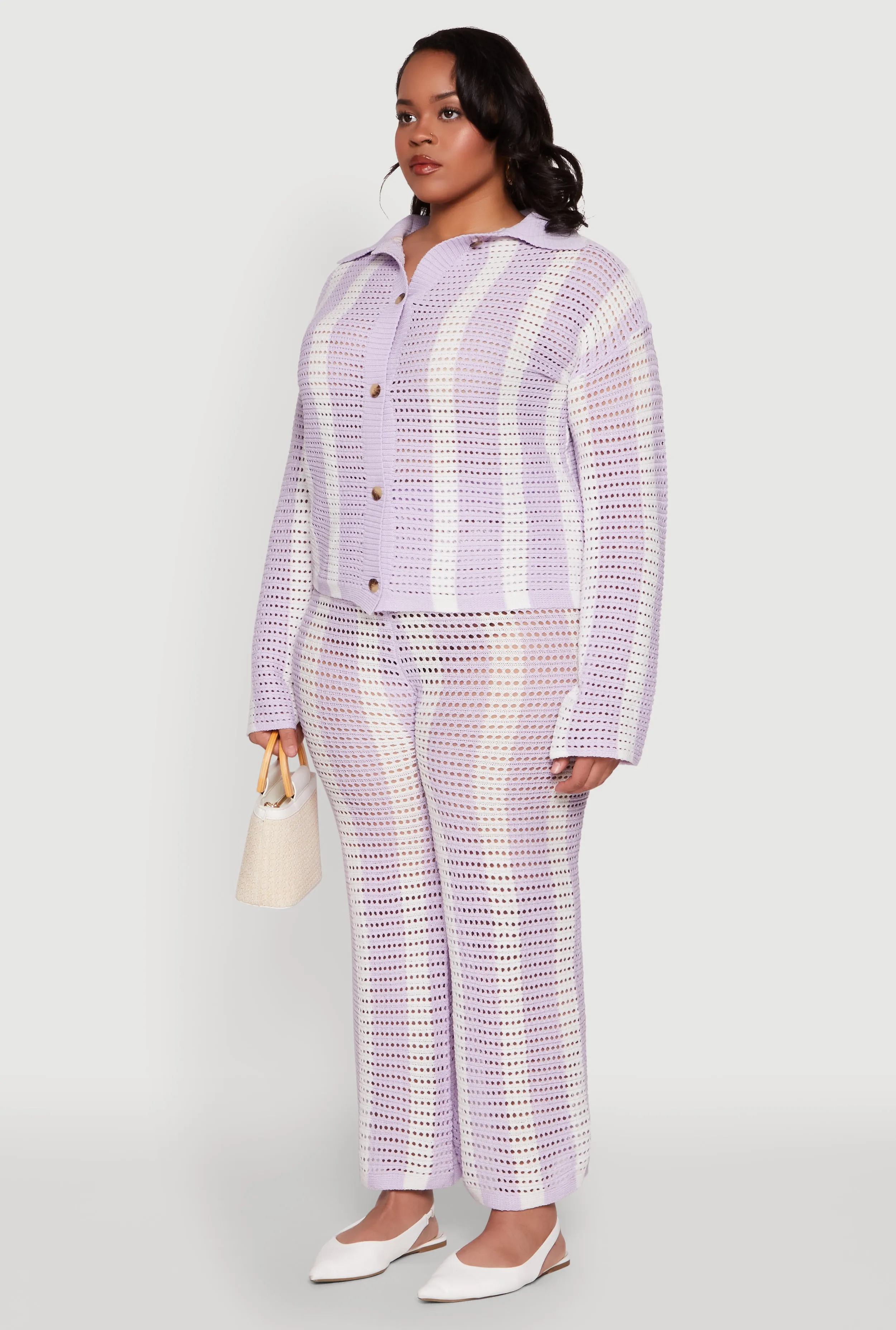 Plus Size Daisy Striped Crochet Shirt sold by Rainbow product image thumbnail 5