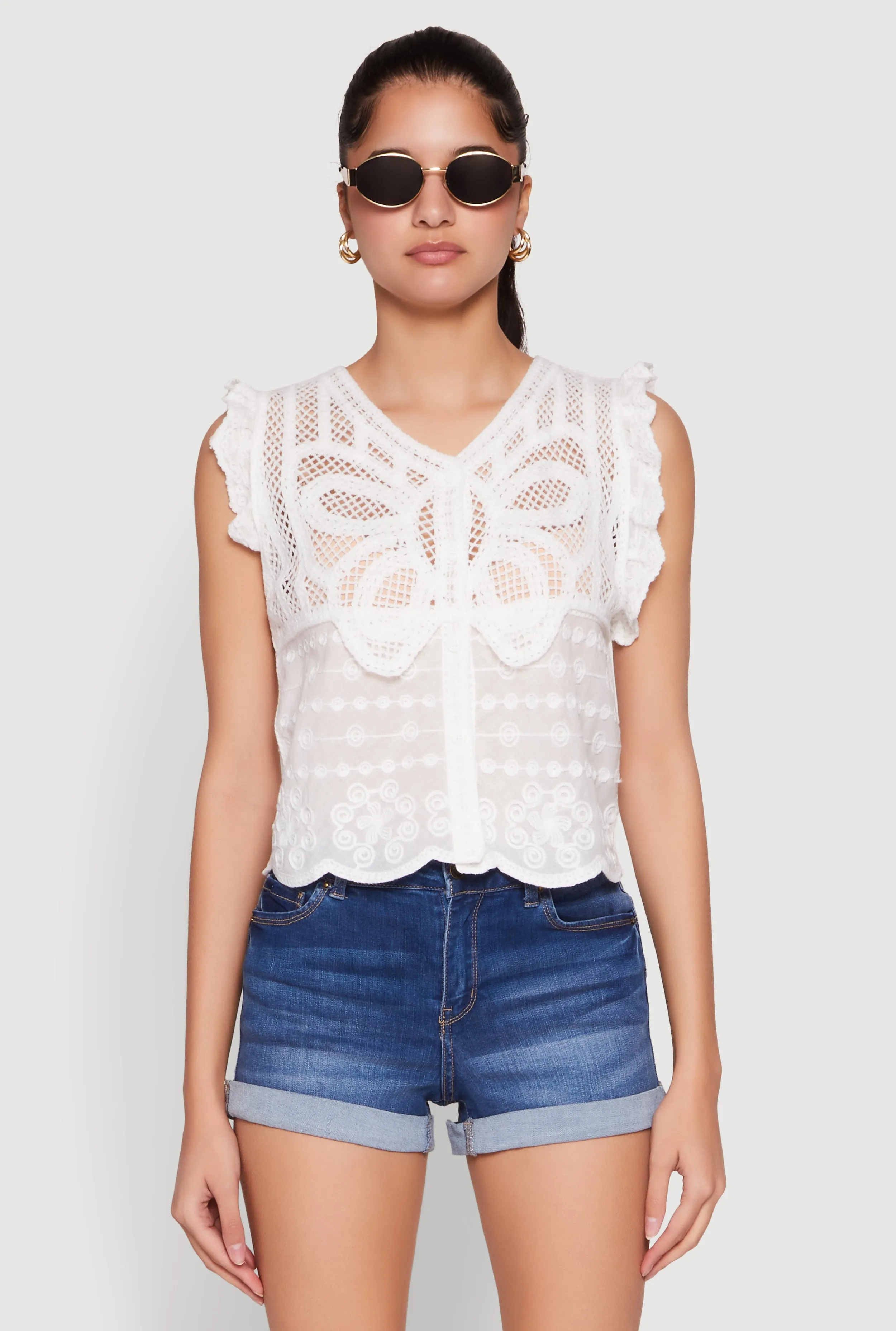 Scallop Trim Crochet Shirt sold by Rainbow product image thumbnail 2