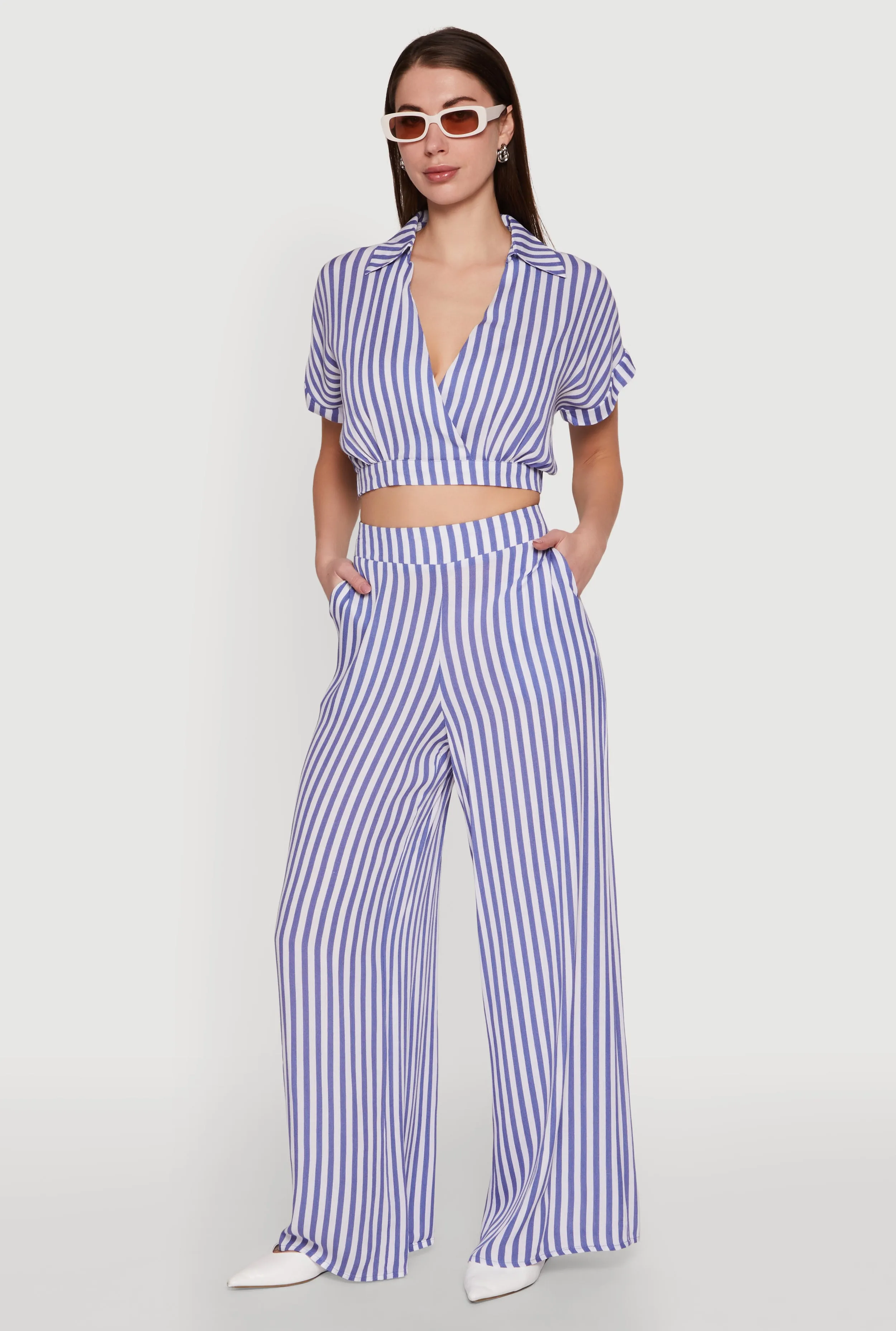 Striped Wide Leg Palazzo Pants sold by Rainbow