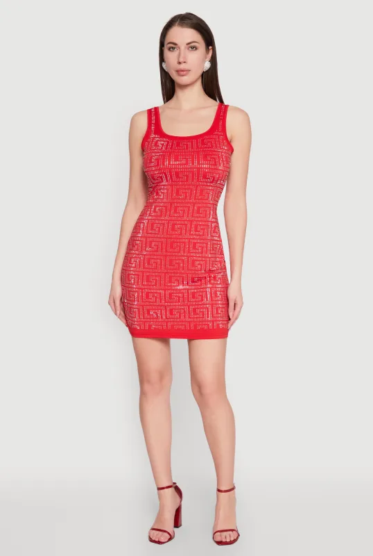 Greek Key Rhinestone Mini Dress sold by Rainbow