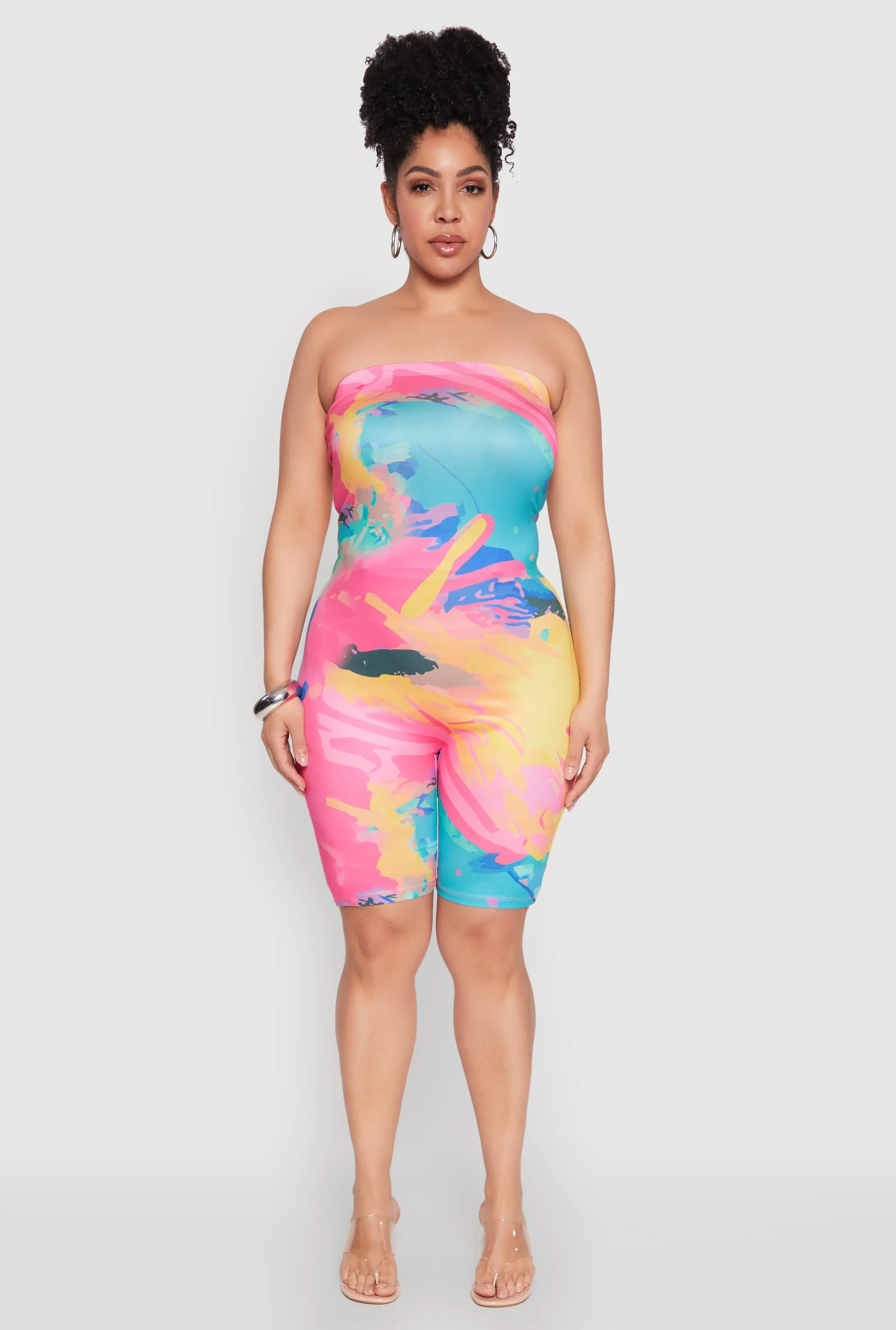Plus Size Paint Splatter Tube Romper sold by Rainbow product image thumbnail 2