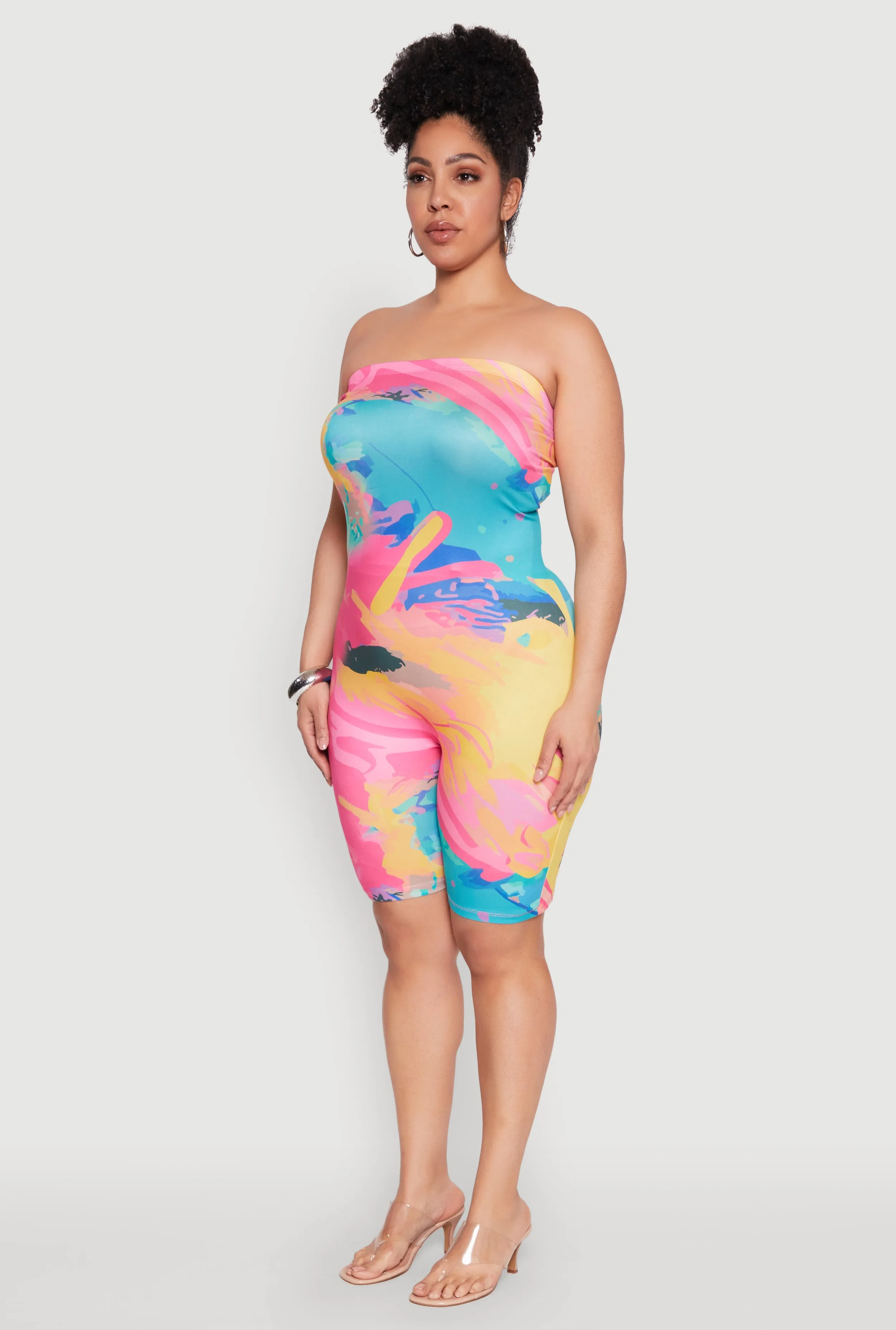 Plus Size Paint Splatter Tube Romper sold by Rainbow product image thumbnail 3