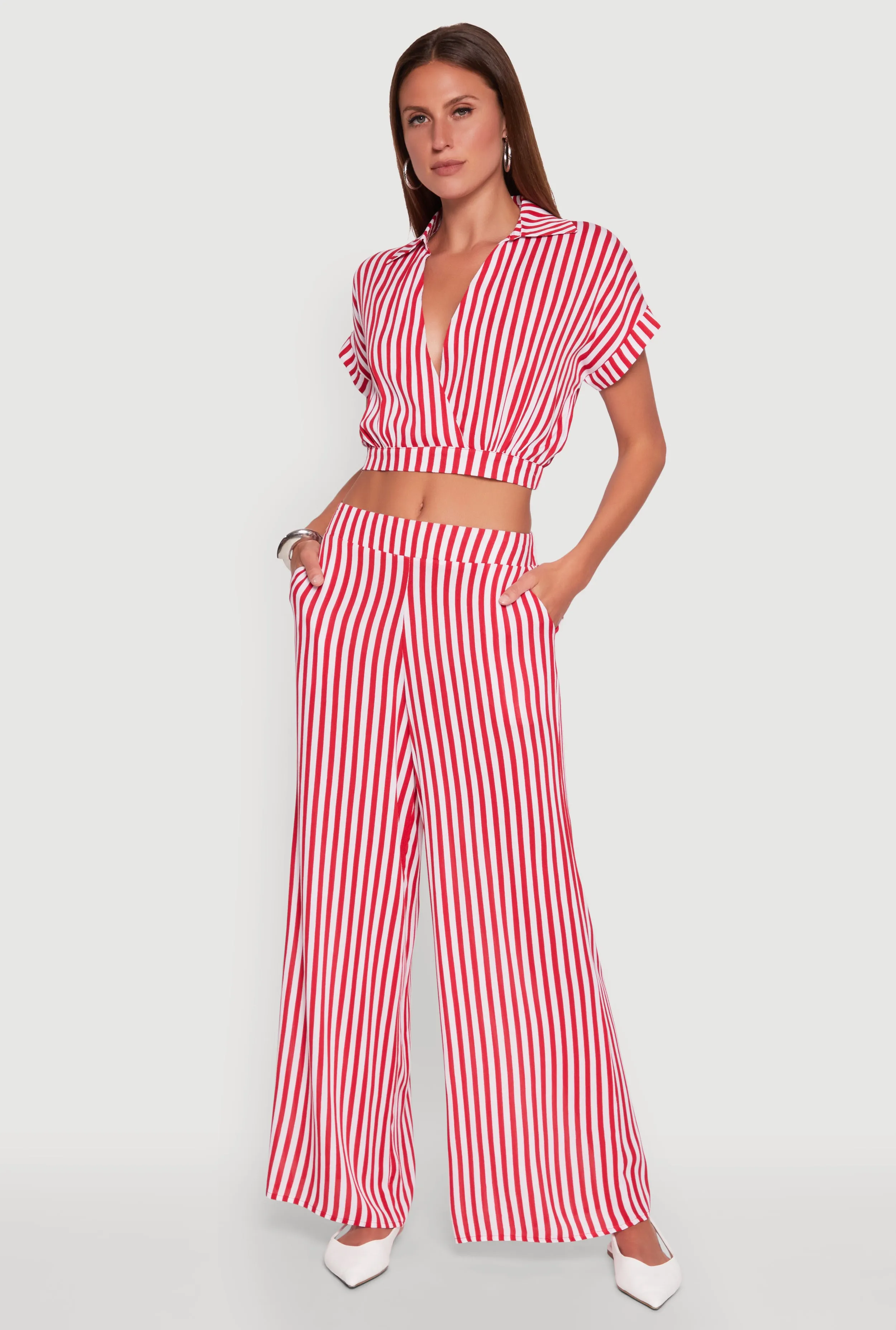 Striped Wide Leg Palazzo Pants sold by Rainbow