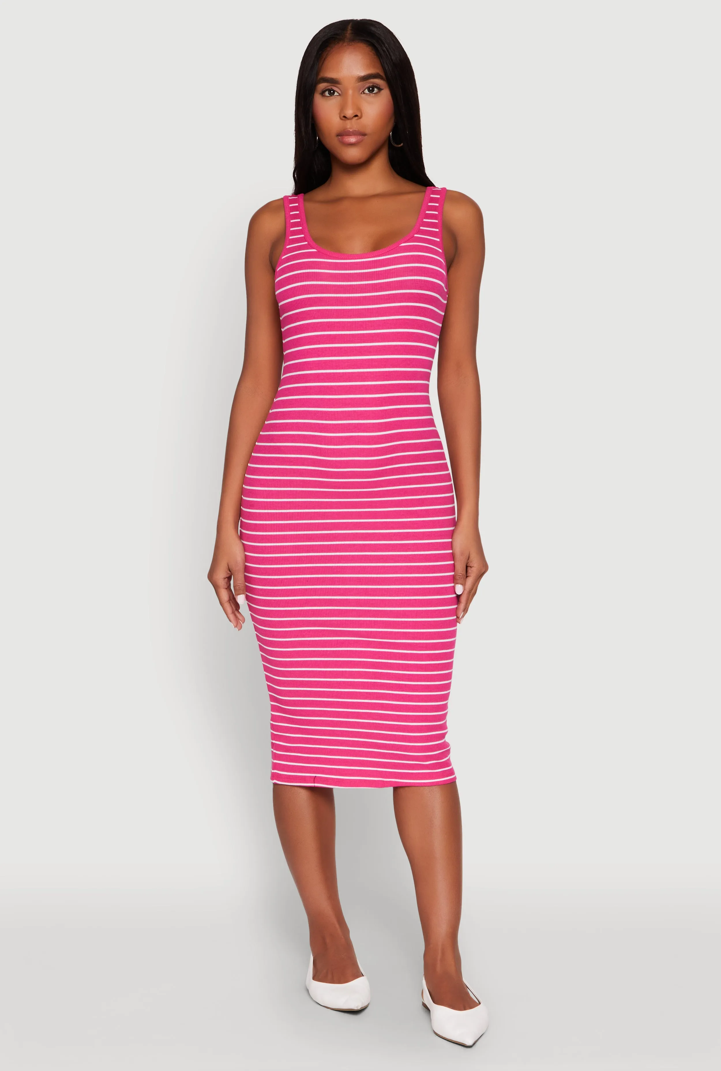 Striped Scoop Neck Midi Dress sold by Rainbow product image thumbnail 2
