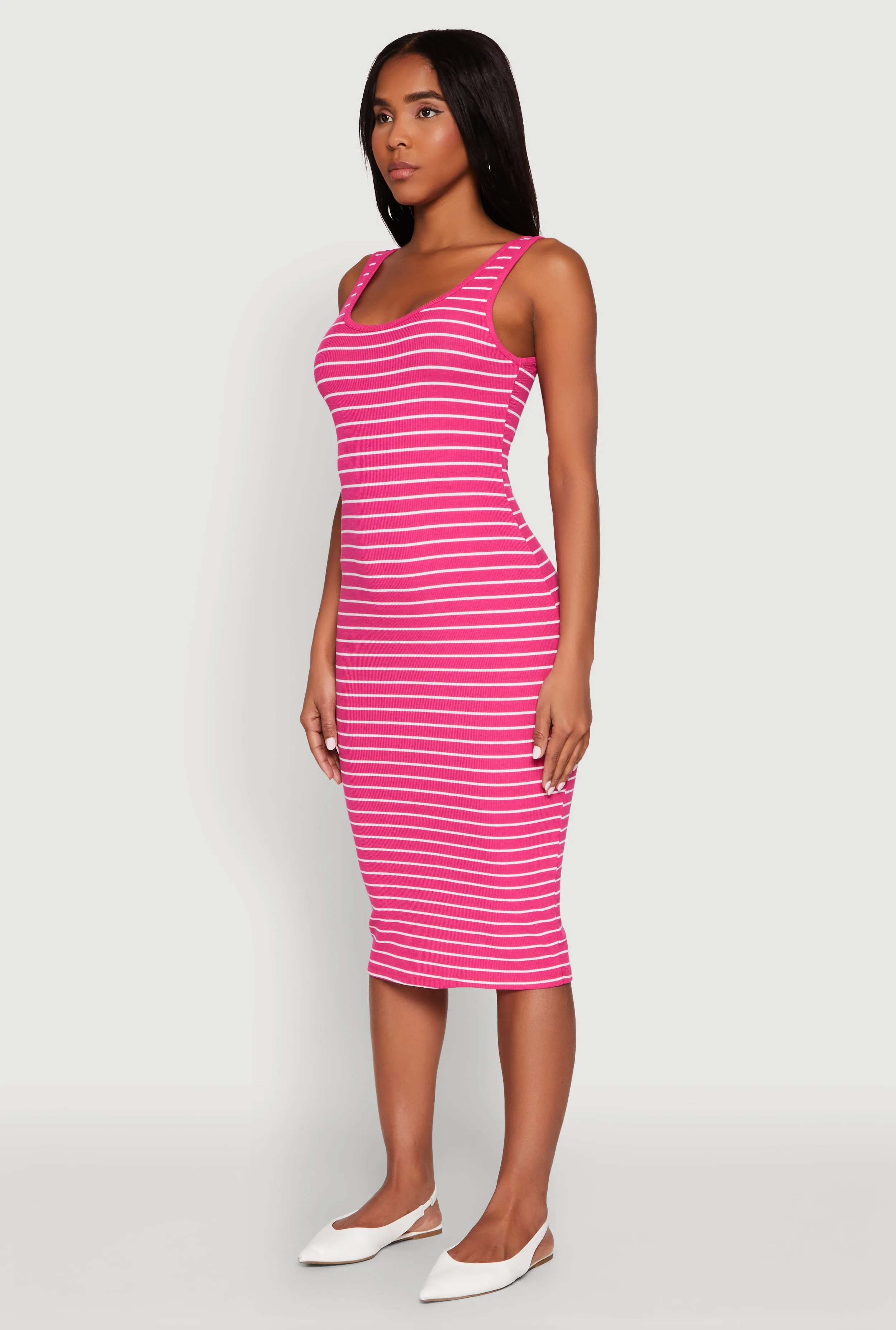 Striped Scoop Neck Midi Dress sold by Rainbow product image thumbnail 3