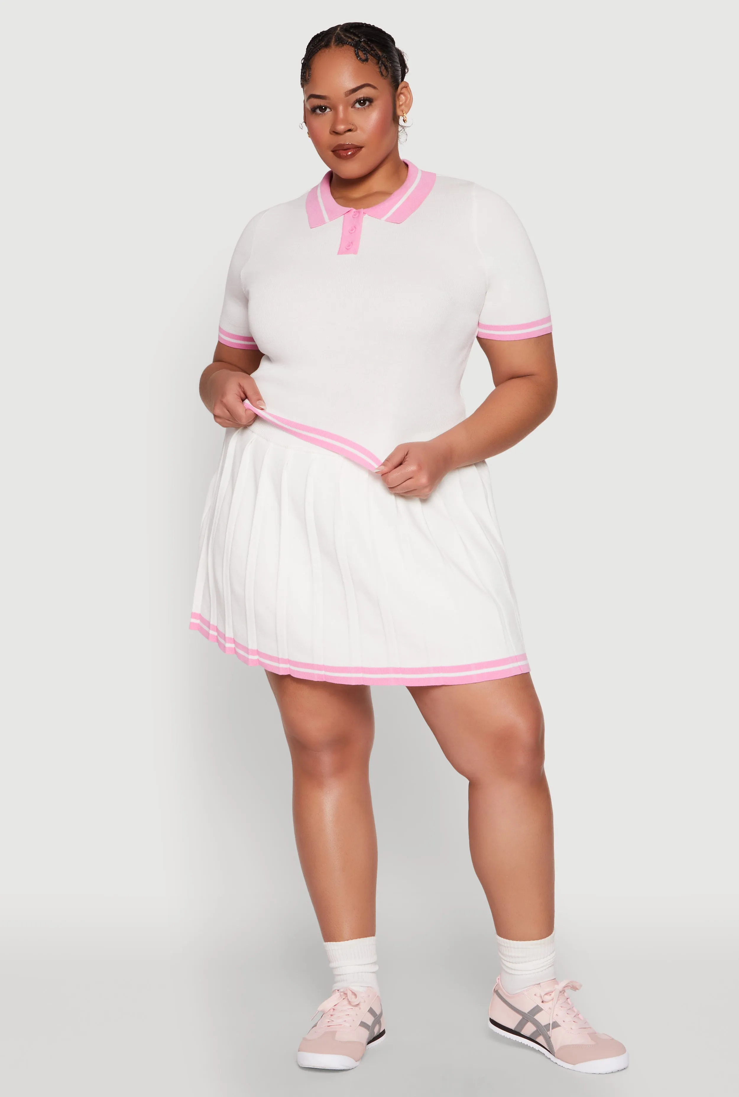 Plus Size Daisy Varsity Stripe Pleated Skort sold by Rainbow