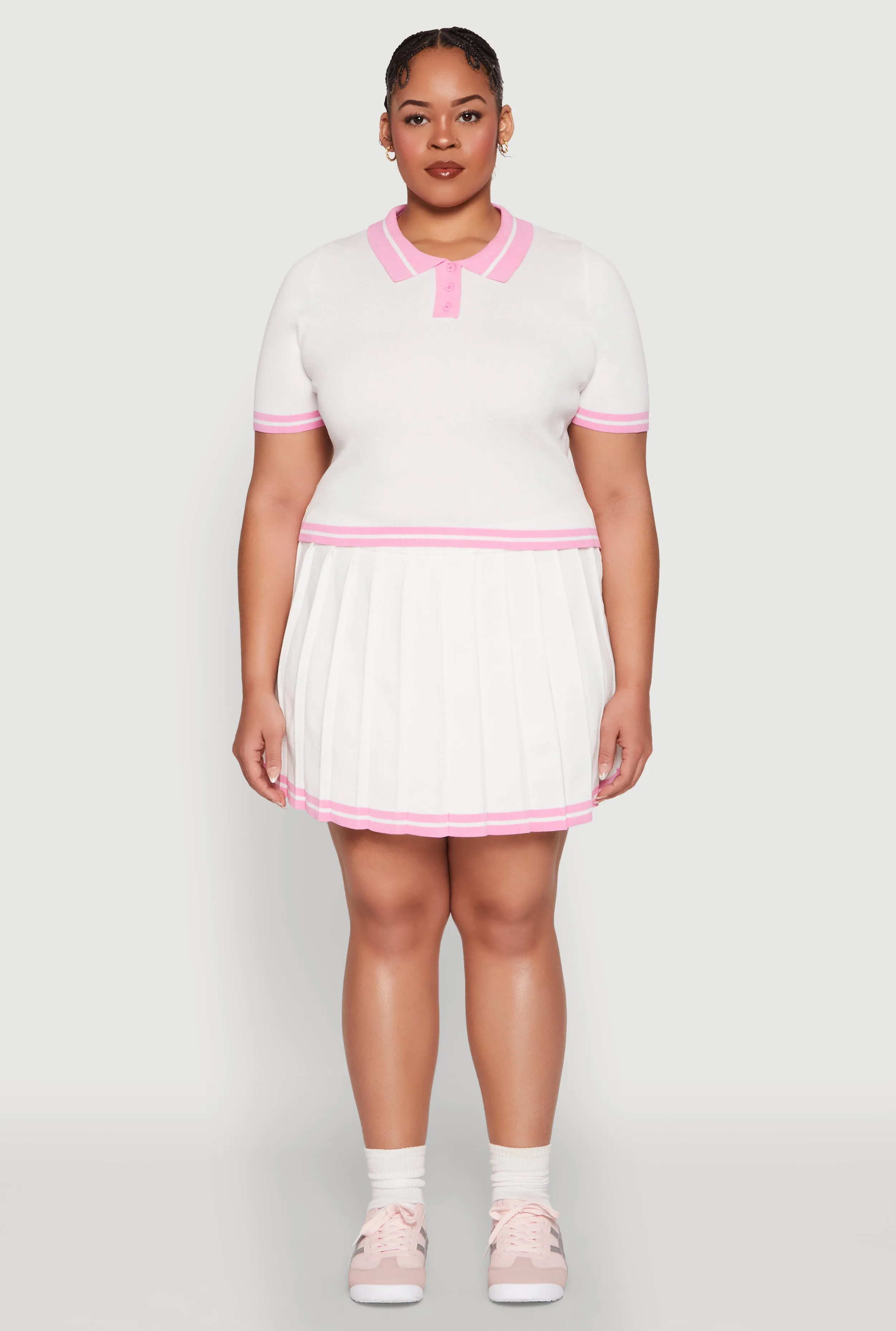 Plus Size Daisy Varsity Stripe Pleated Skort sold by Rainbow product image thumbnail 2