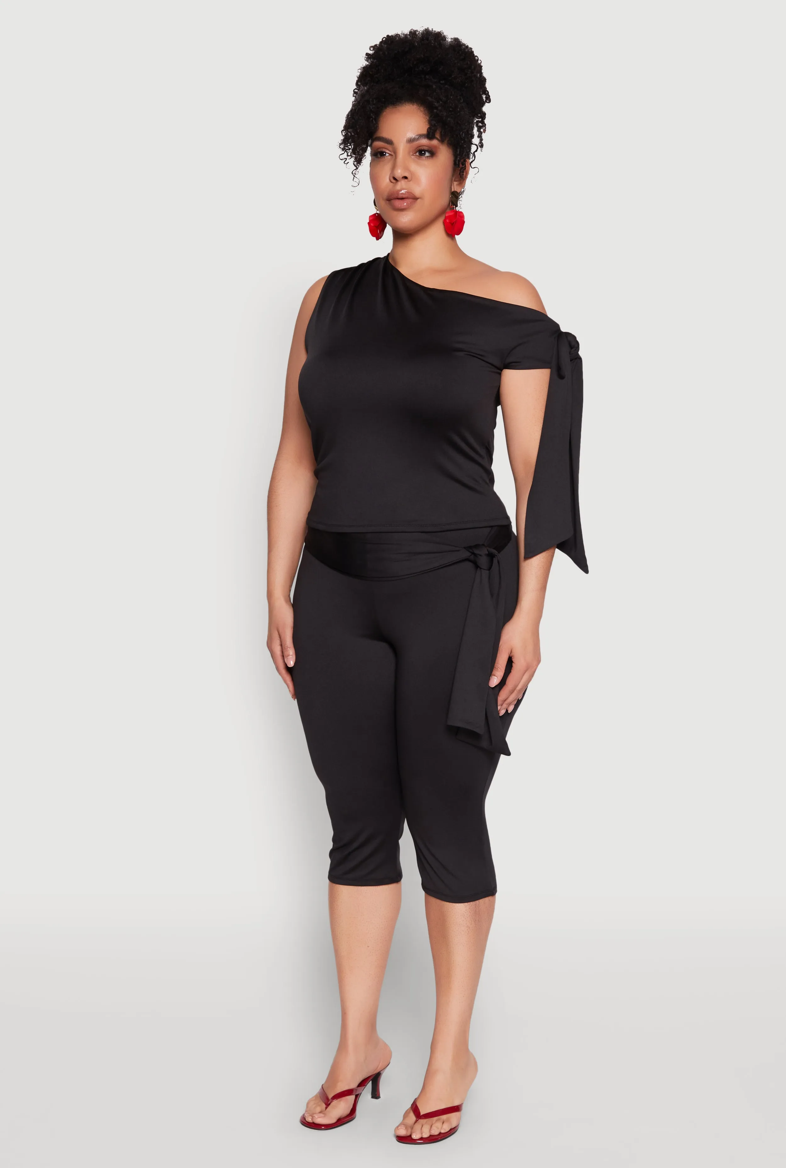 Plus Size Side Tie One Shoulder Top sold by Rainbow product image thumbnail 5