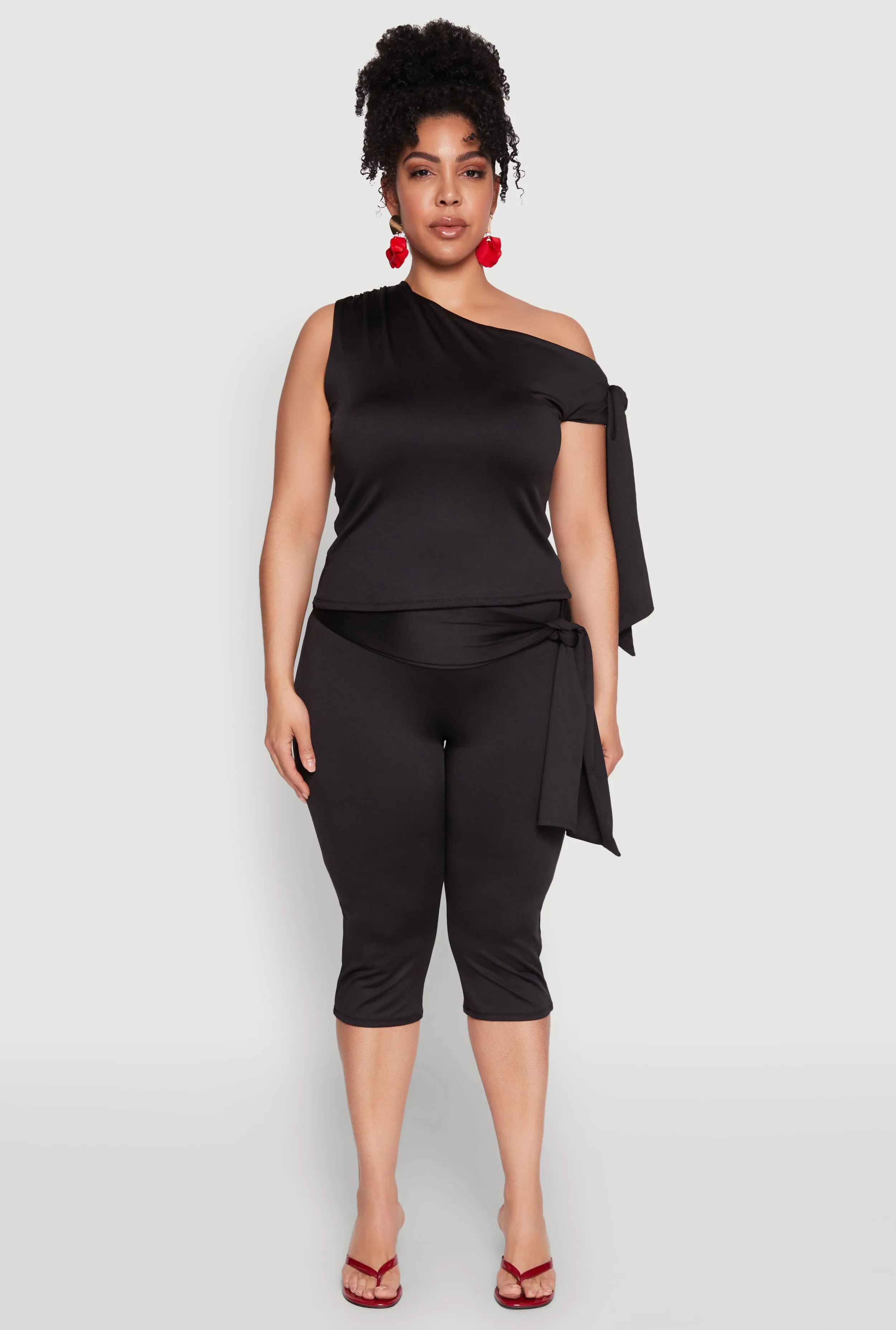 Plus Size Side Tie One Shoulder Top sold by Rainbow product image thumbnail 3