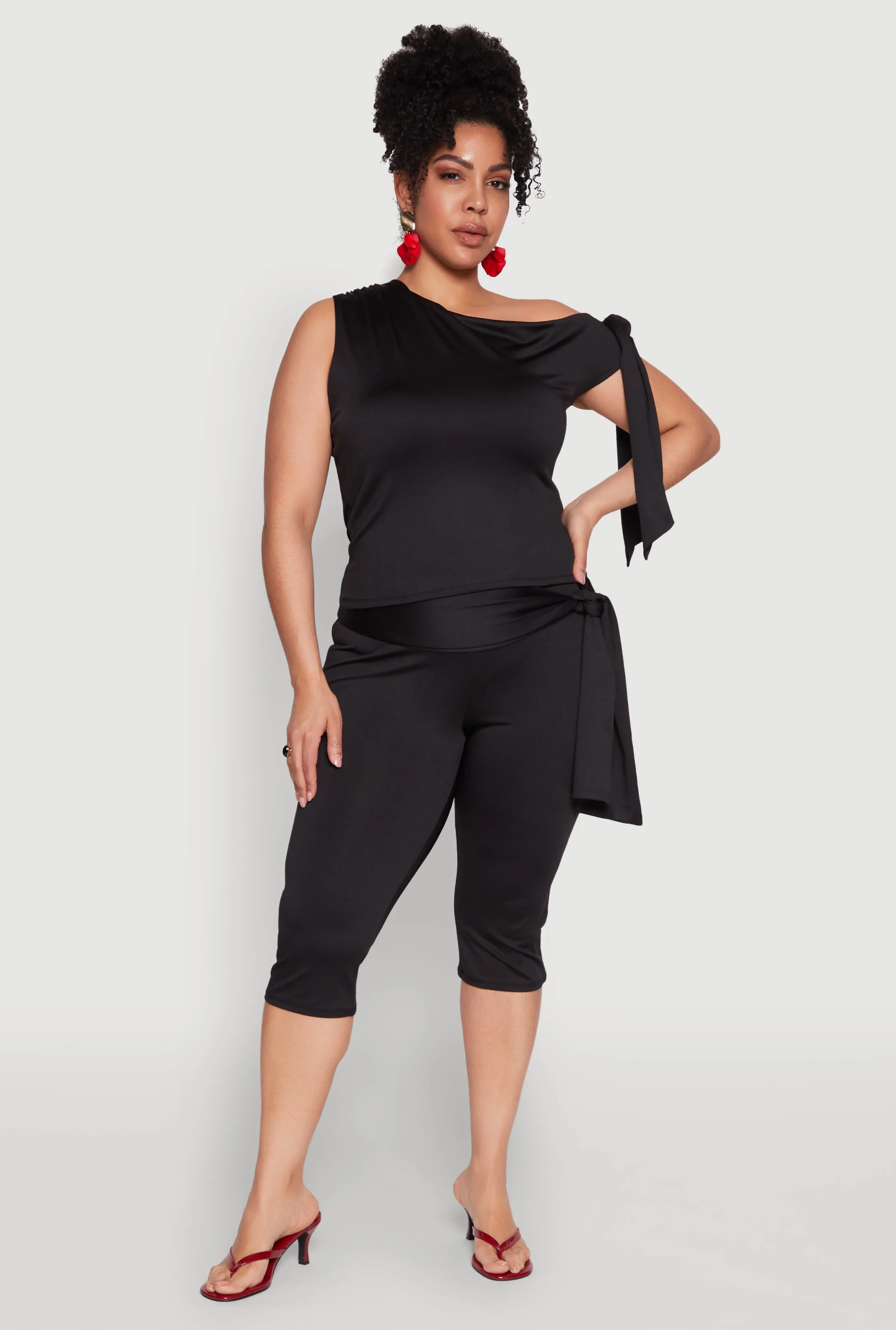 Plus Size Side Tie One Shoulder Top sold by Rainbow product image thumbnail 2