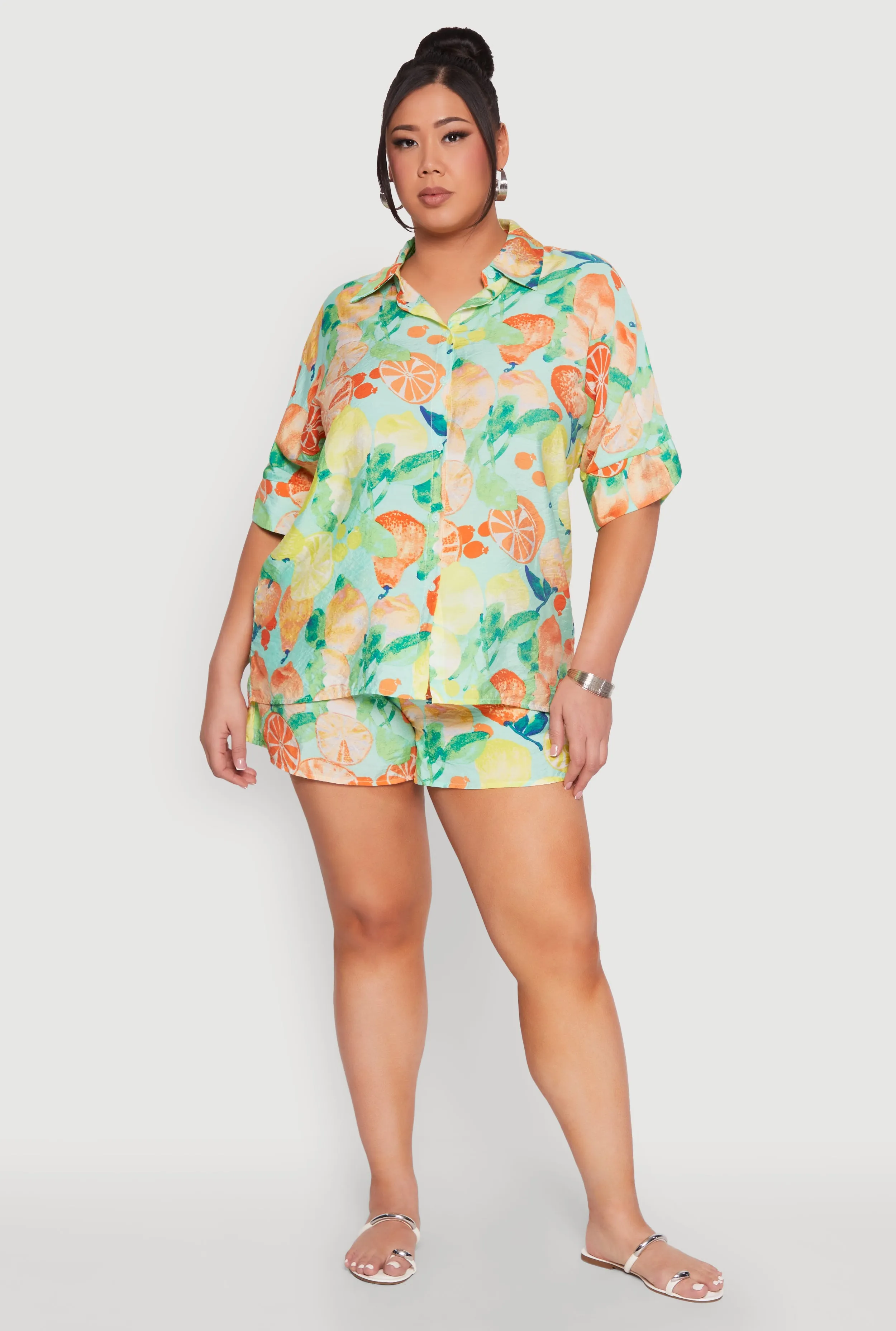 Plus Size Fruit Print Shirt sold by Rainbow product image thumbnail 3