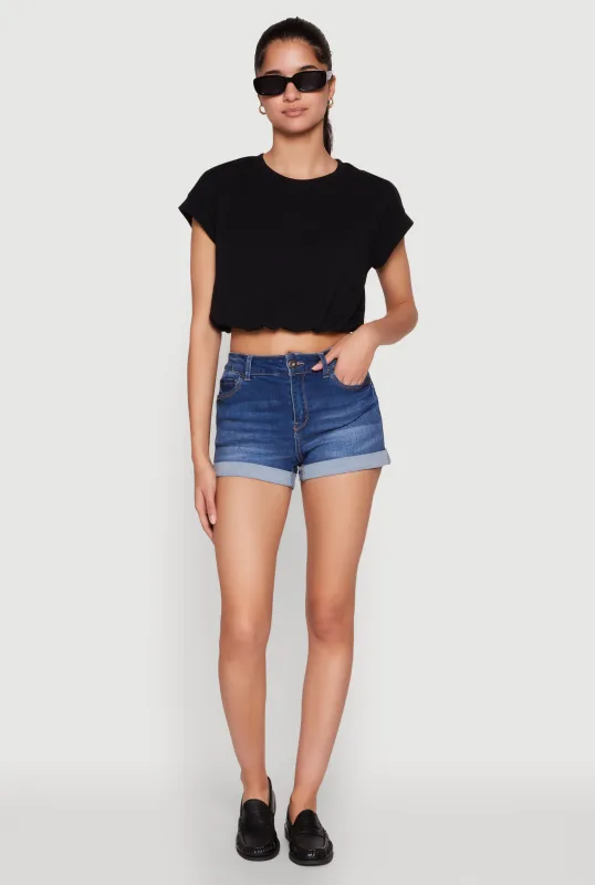 Bubble Hem Cropped Tee sold by Rainbow