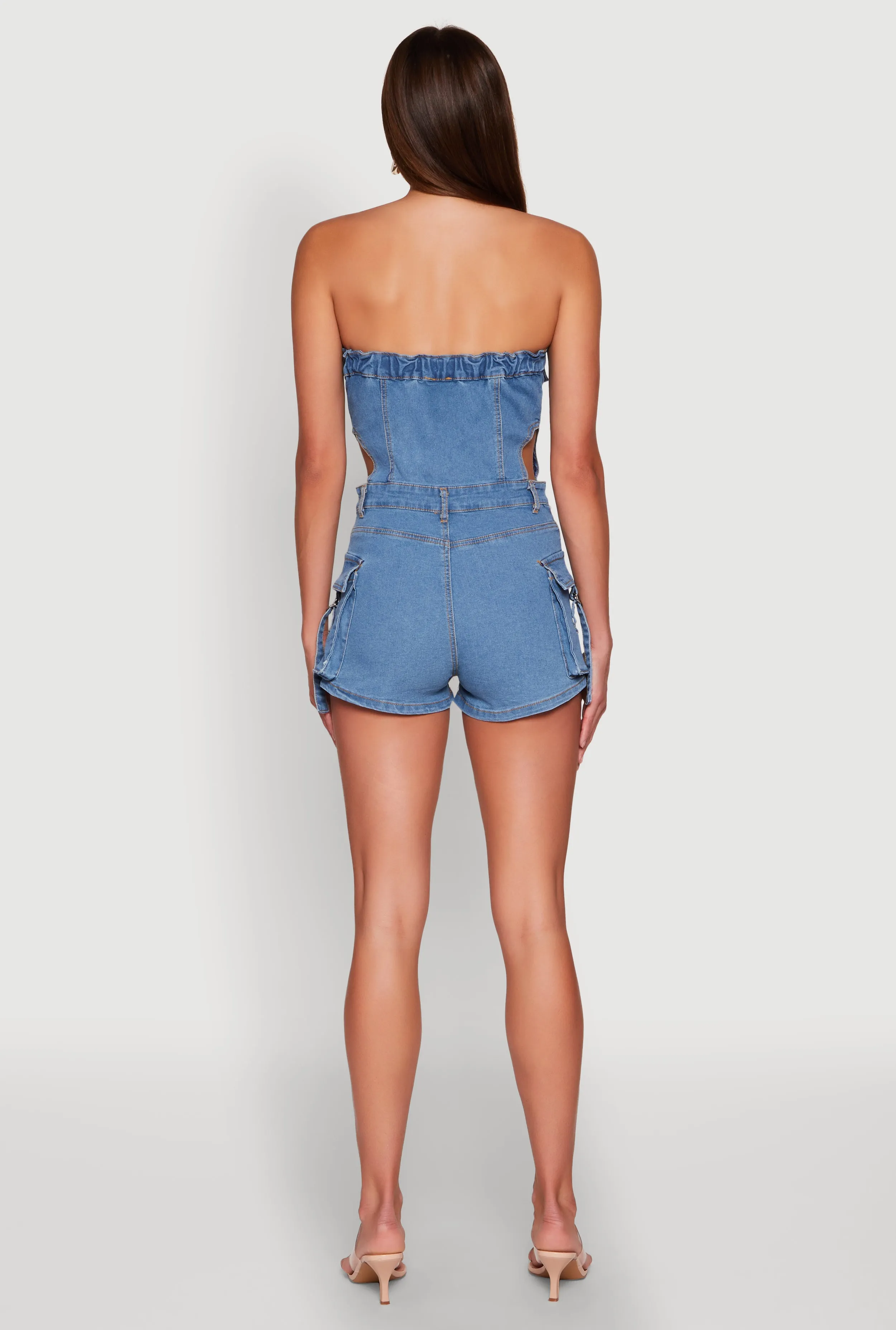 Daisy Cut Out Cargo Denim Tube Romper sold by Rainbow product image thumbnail 5